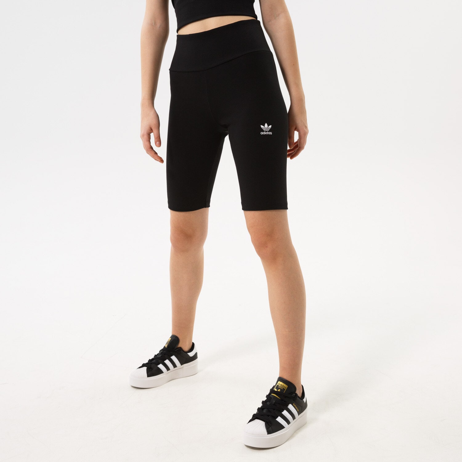 Krótkie spodenki, szorty damskie ADIDAS RIB CYCLE SHORTS  HF7484 CZARNY