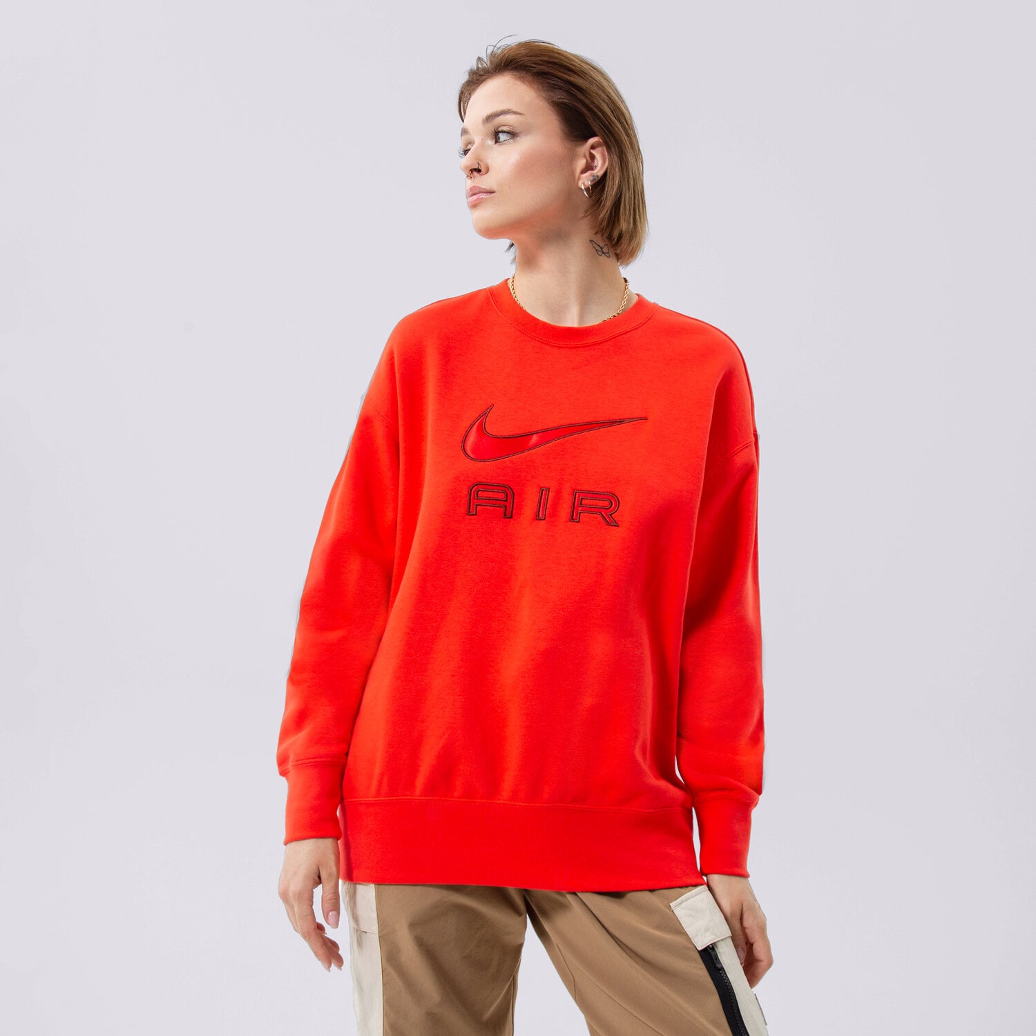 Bluza damska NIKE AIR FLEECE CREW SWEATSHIRT DQ6567-696 CZERWONY