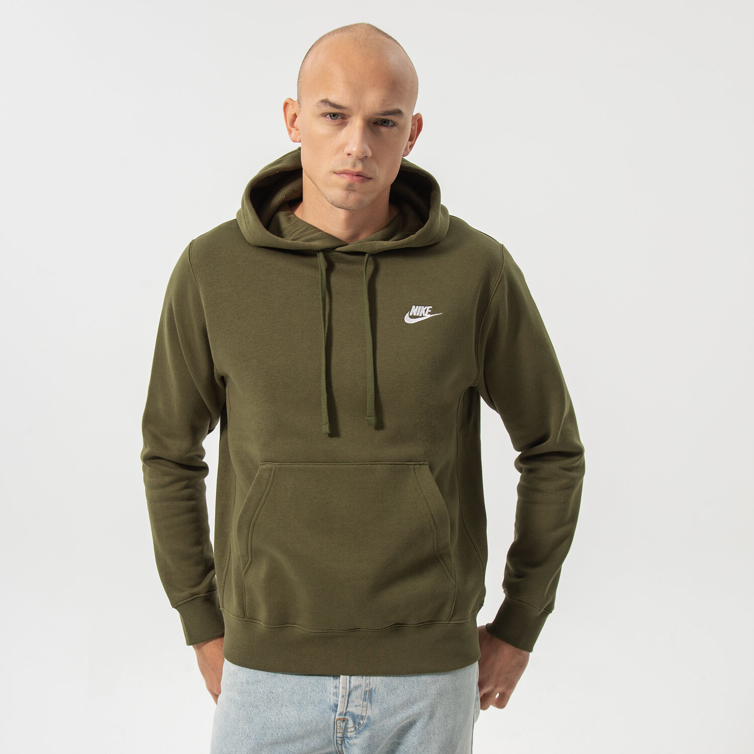 Bluza męska NIKE BLUZA Z KAPTUREM SPORTSWEAR CLUB FLEECE BV2654-327 KHAKI