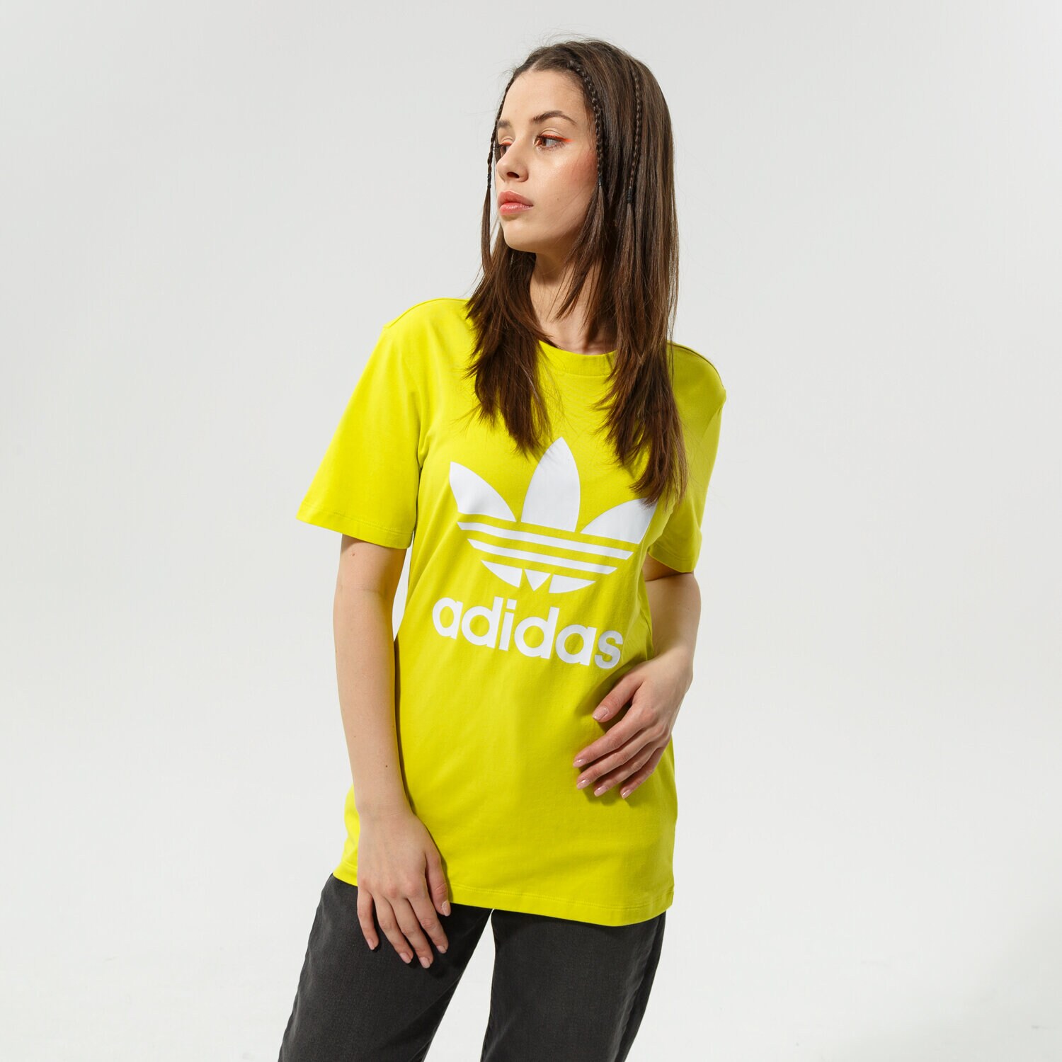 Koszulka, t-shirt damski ADIDAS T-SHIRT TREFOIL TEE HE6872 ŻÓŁTY