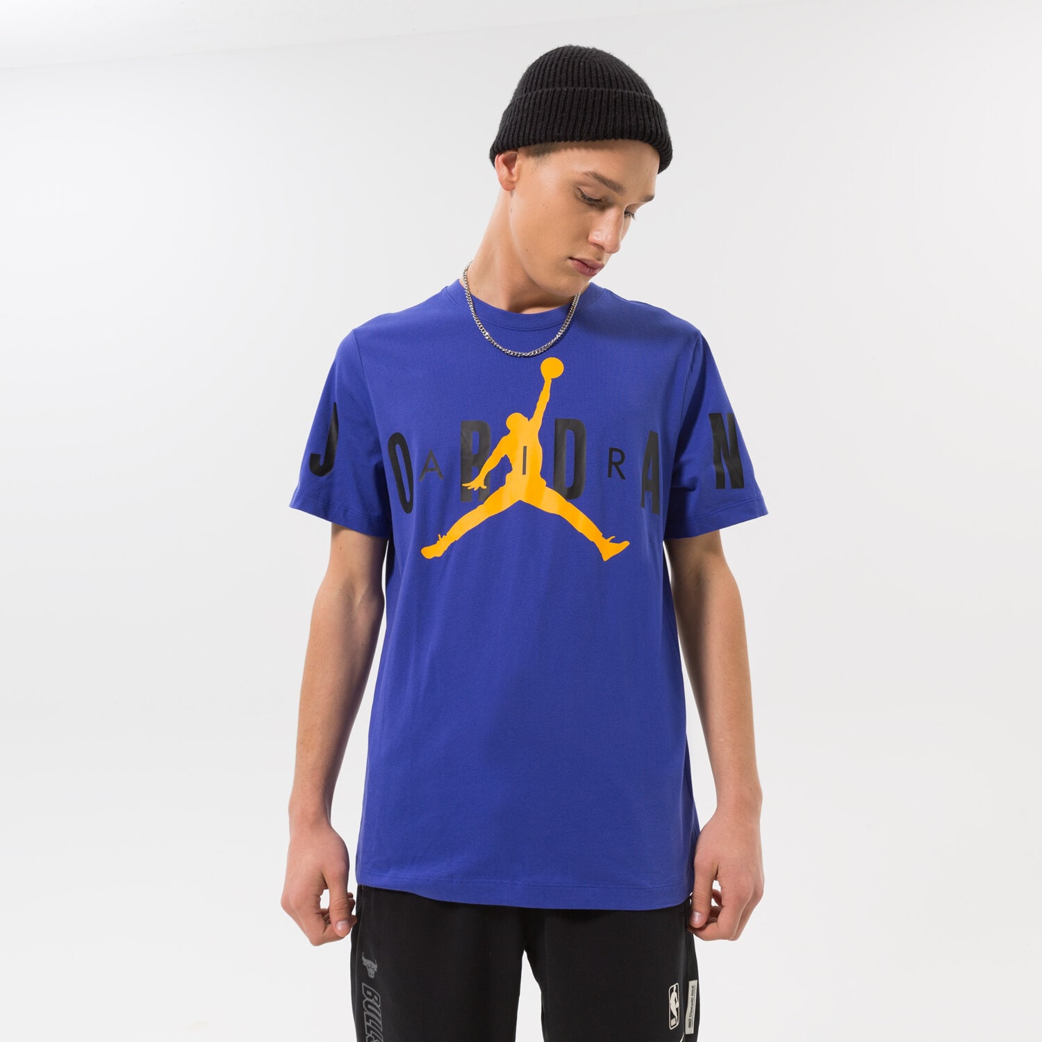 Koszulka, t-shirt sportowy męski JORDAN T-SHIRT JORDAN AIR STRETCH DV1445-432 FIOLETOWY