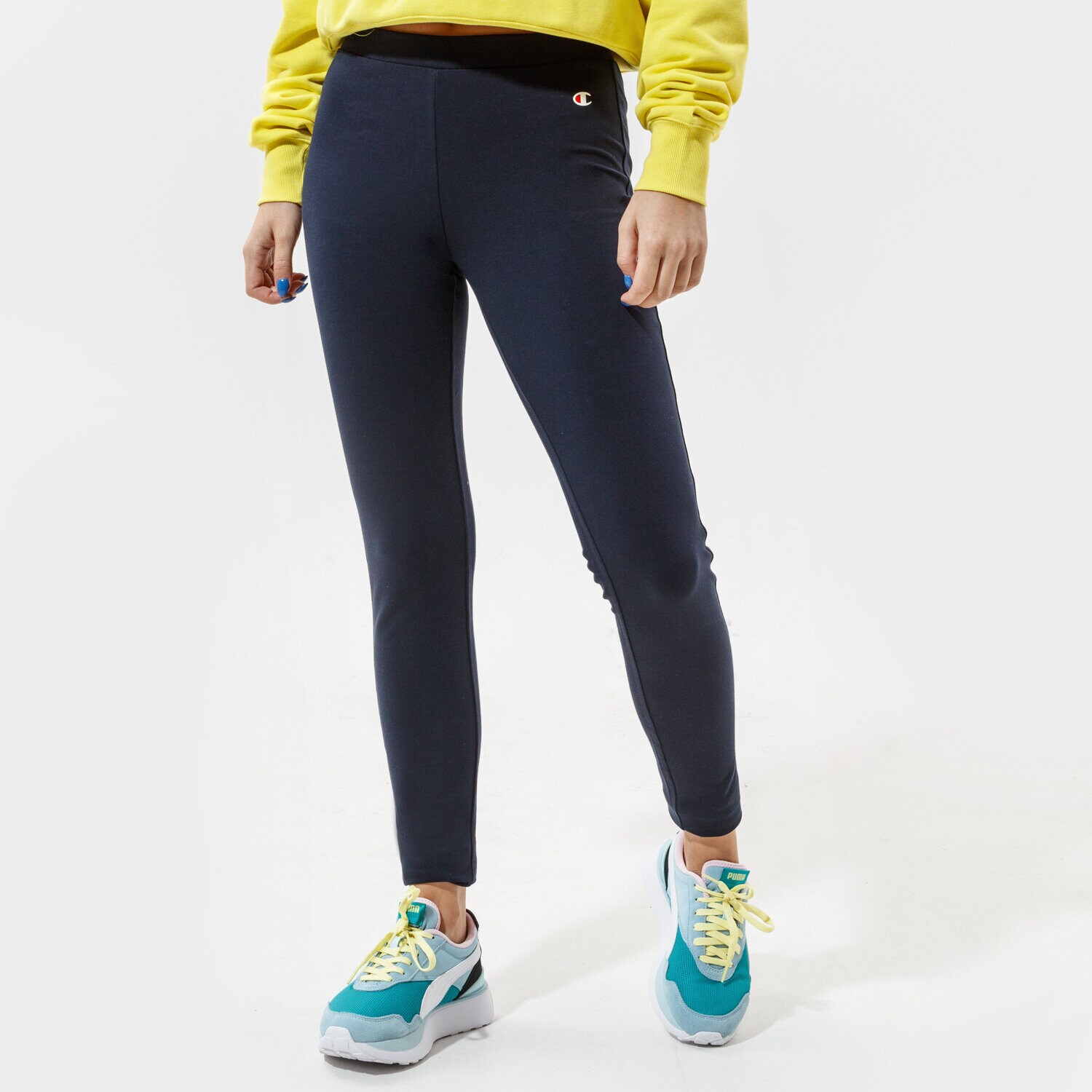Spodnie sportowe damskie CHAMPION LEGGINGS LEGGINGS 111416BS501 GRANATOWY