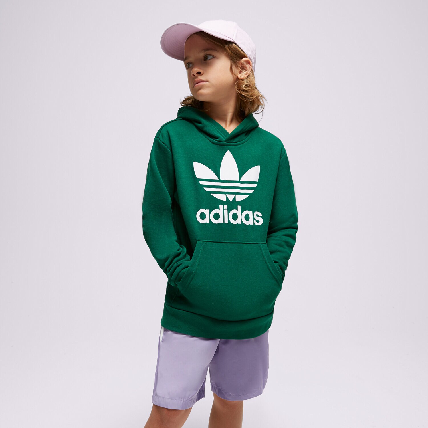 Sportowa bluza dziecięca ADIDAS BLUZA Z KAPTUREM TREFOIL HOODIE BOY IB9984 ZIELONY