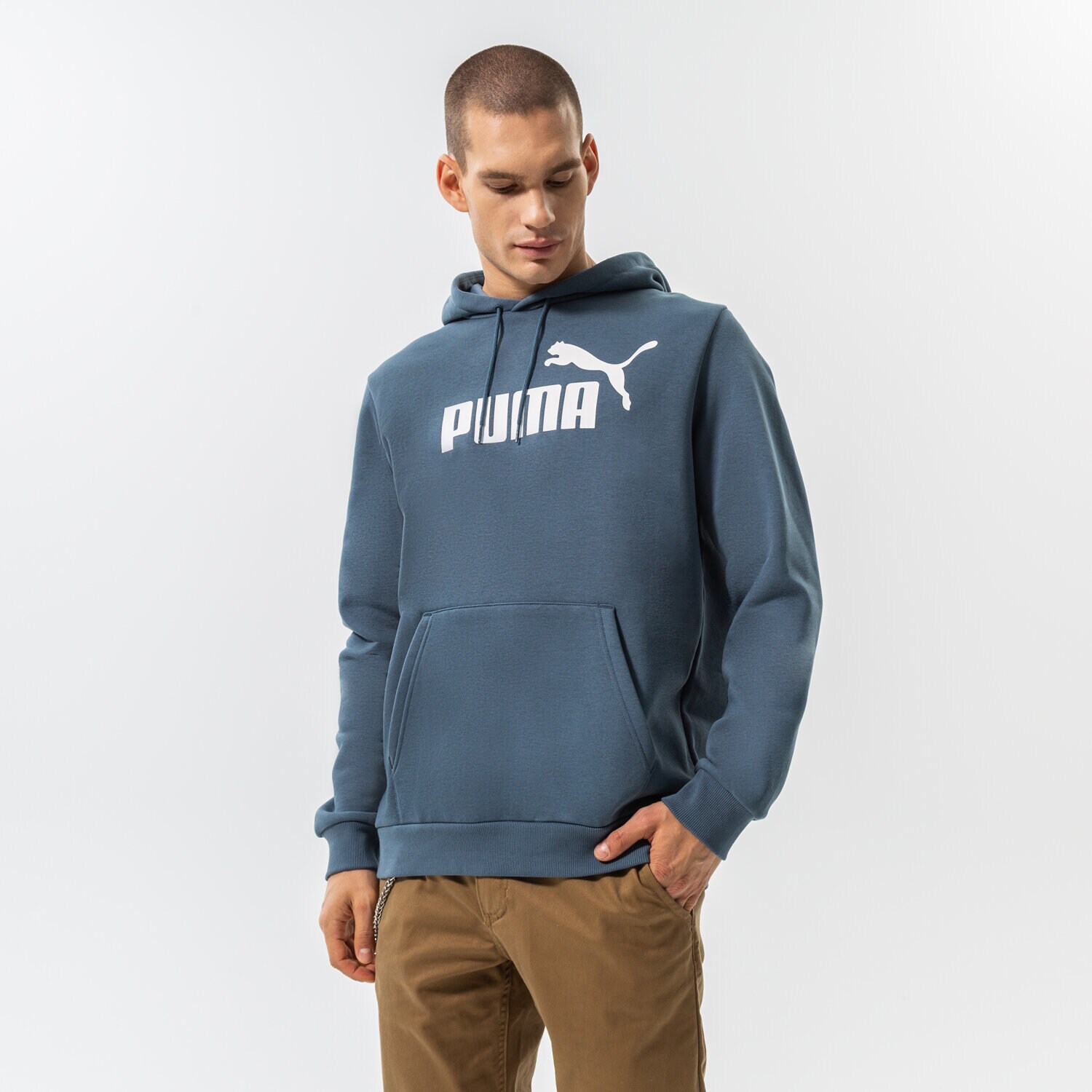 Bluza męska PUMA BLUZA Z KAPTUREM ESS BIG LOGO HOODIE FL (S) 586687 10 GRANATOWY