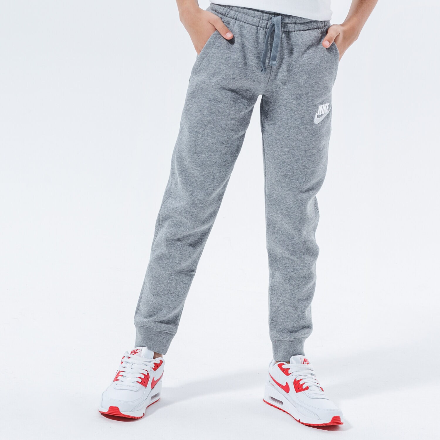 Sportowe spodnie dziecięce NIKE SPODNIE SPORTSWEAR CLUB FLEECE BOY CI2911-091 SZARY