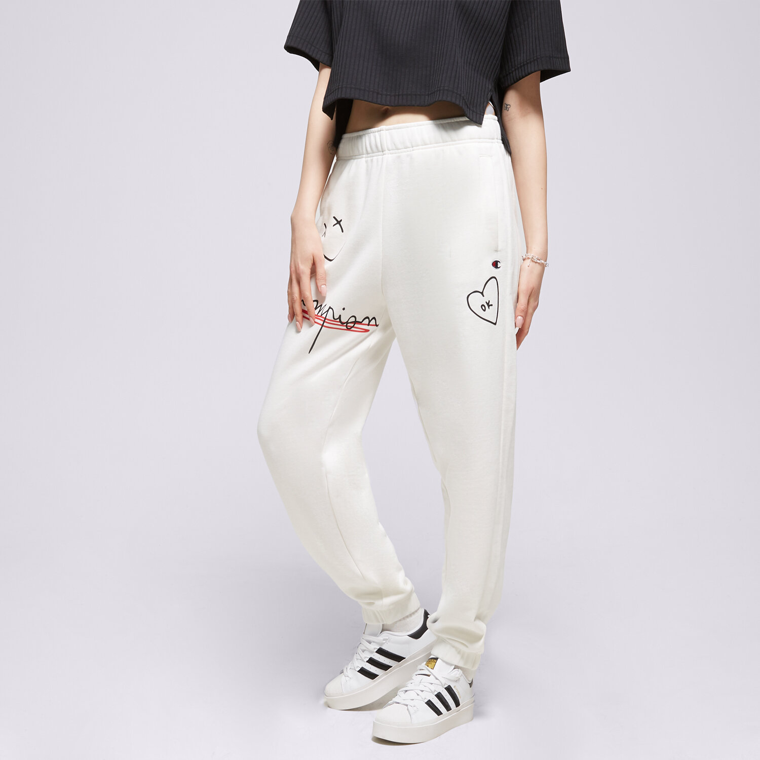 Spodnie sportowe damskie CHAMPION SPODNIE ELASTIC CUFF PANTS 116287WW036 BIAŁY