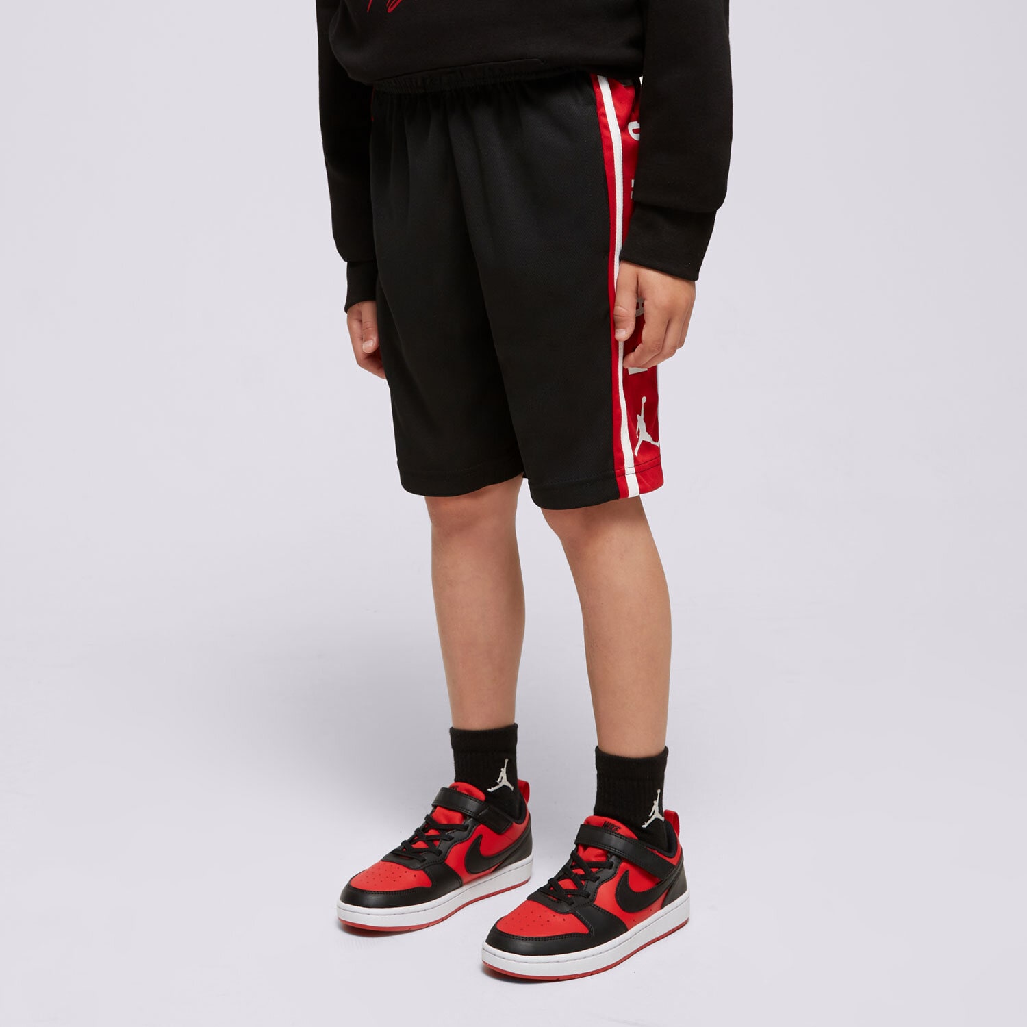 JORDAN SZORTY HBR PLY SHRT BLK/RD B 957115-023 CZARNY