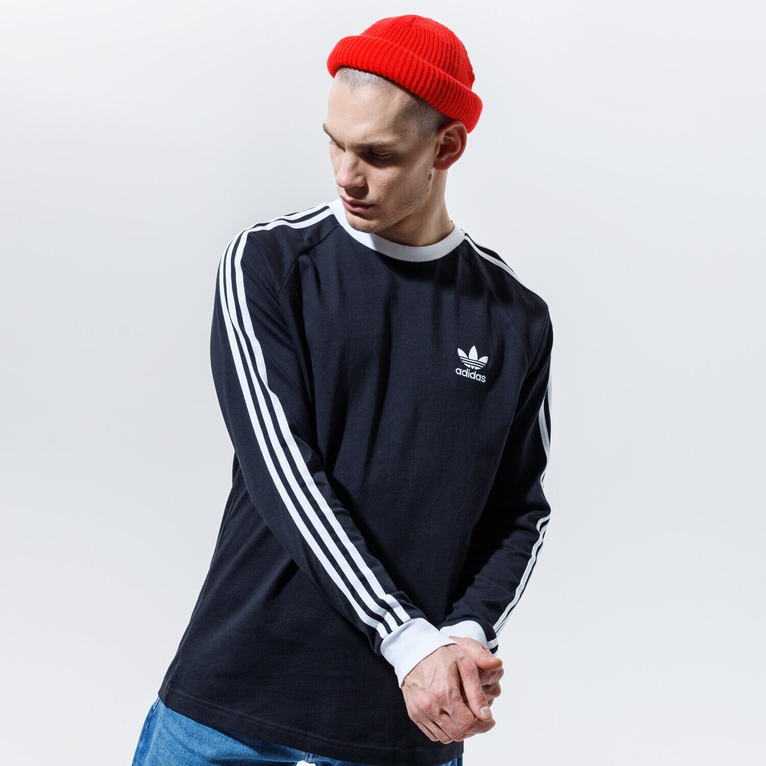 Koszulka, t-shirt sportowy męski ADIDAS T-SHIRT 3-STRIPES LS T GN3478 CZARNY