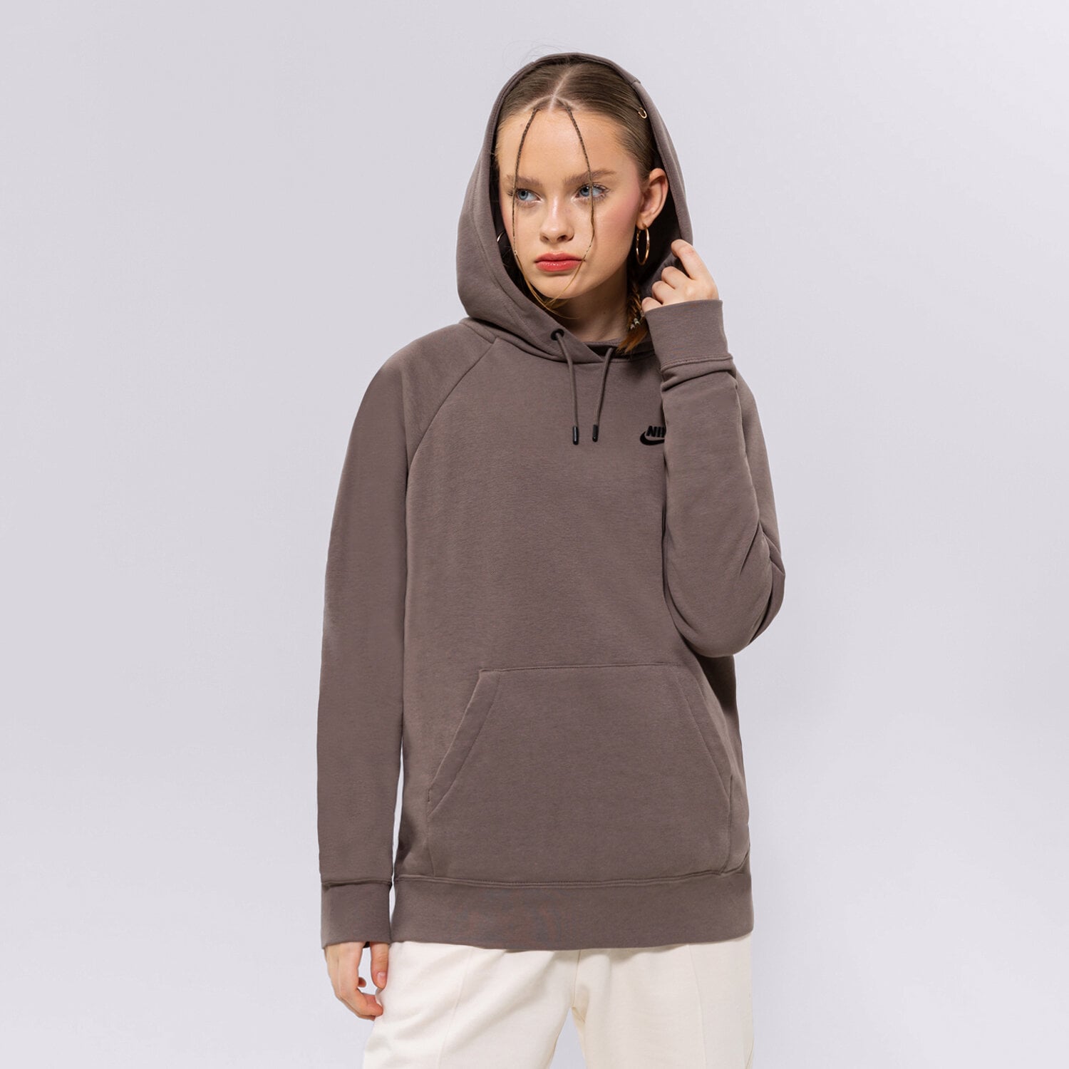 Bluza damska NIKE BLUZA Z KAPTUREM W NSW ESSNTL FLC PO HOODIE DX2316-040 BRĄZOWY