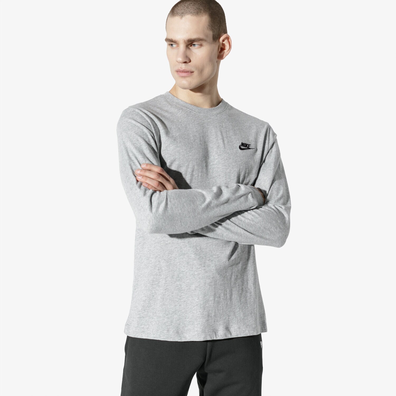 Koszulka, t-shirt sportowy męski NIKE T-SHIRT NSW CLUB LONG-SLEEVE TEE AR5193-063 SZARY