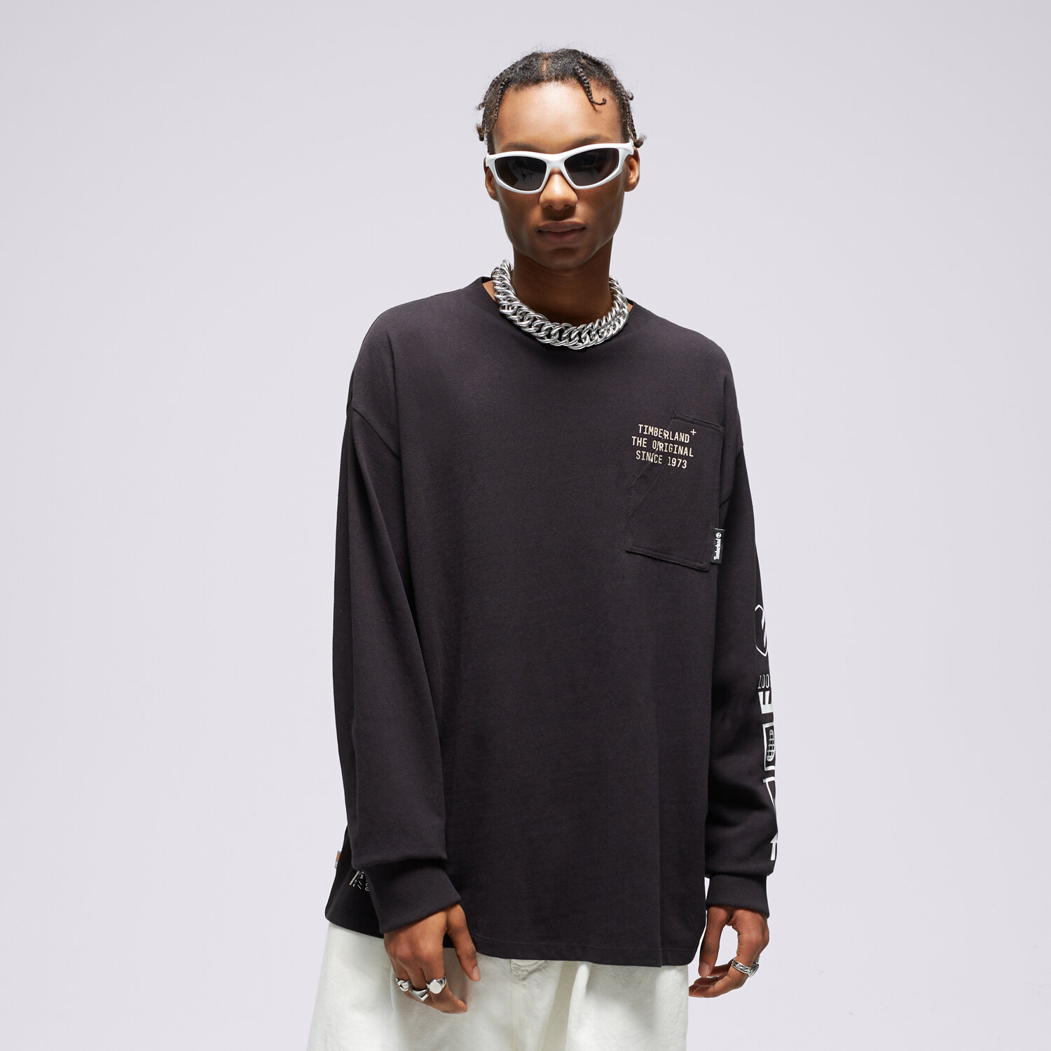 Koszulka, t-shirt sportowy męski TIMBERLAND T-SHIRT LS BACK GRAPHIC TEE BLACK TB0A5VJS001 CZARNY