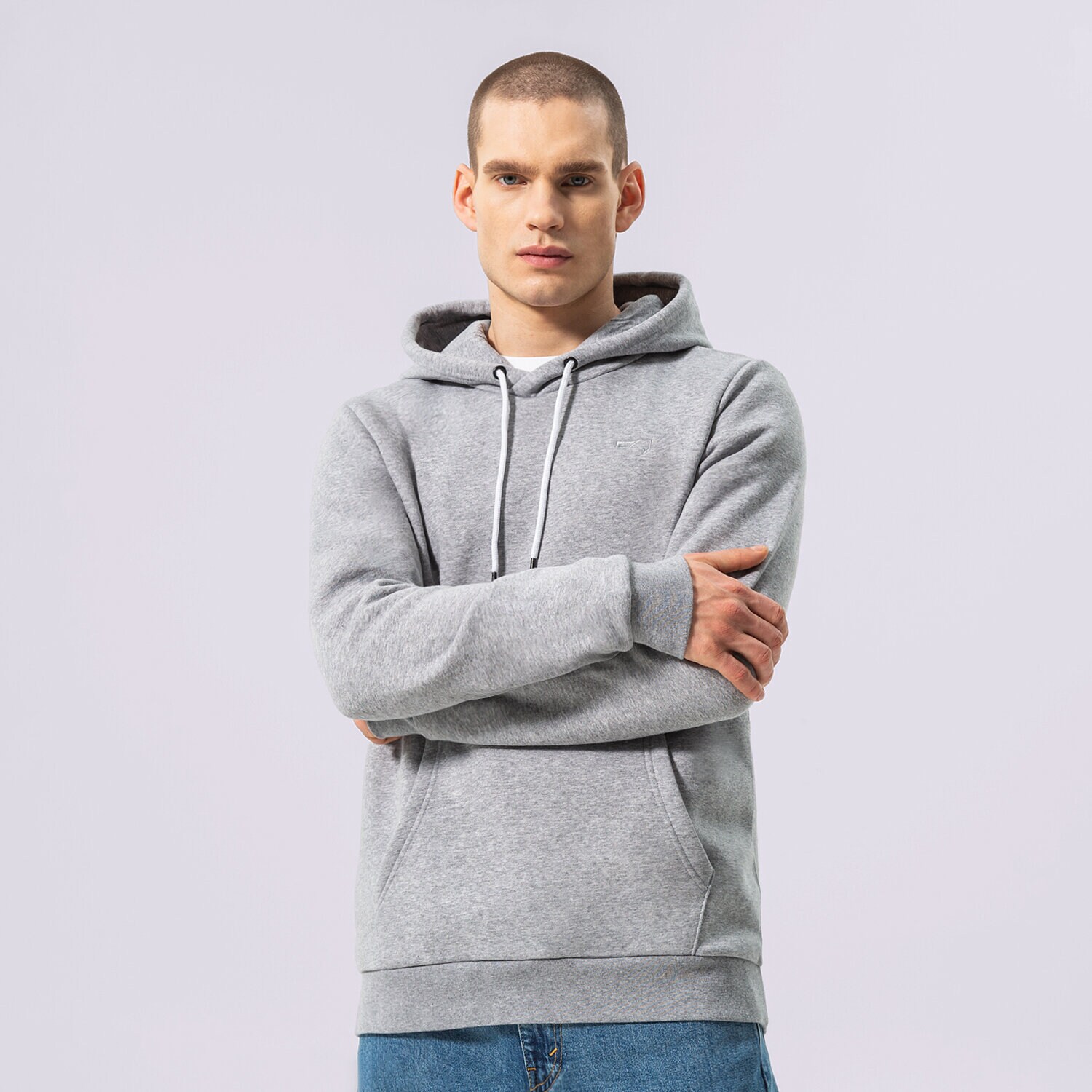 Bluza męska CONFRONT BLUZA Z KAPTUREM ESSENTIAL CF122BLM91002 SZARY