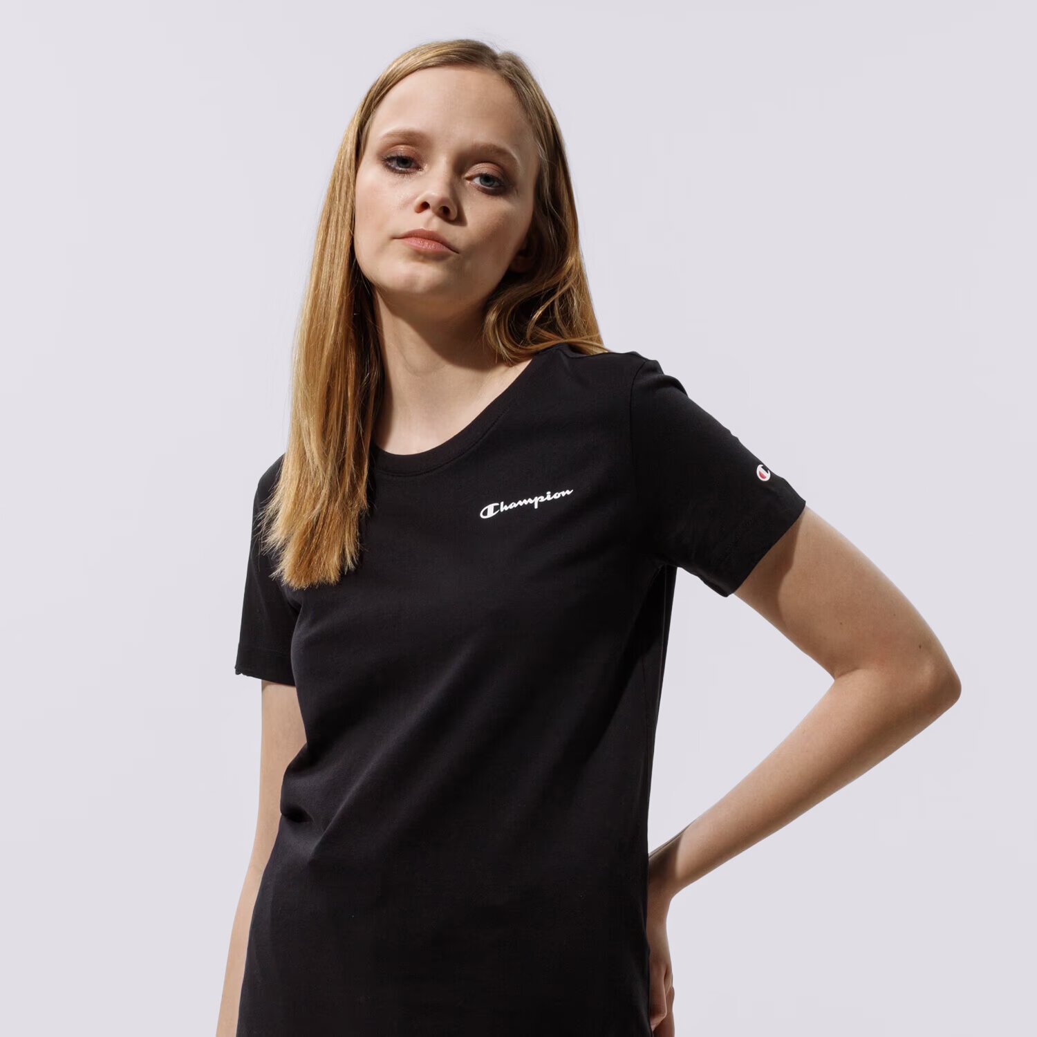 Koszulka, t-shirt damski CHAMPION T-SHIRT CREWNECK T-SHIRT 112605KK001 CZARNY