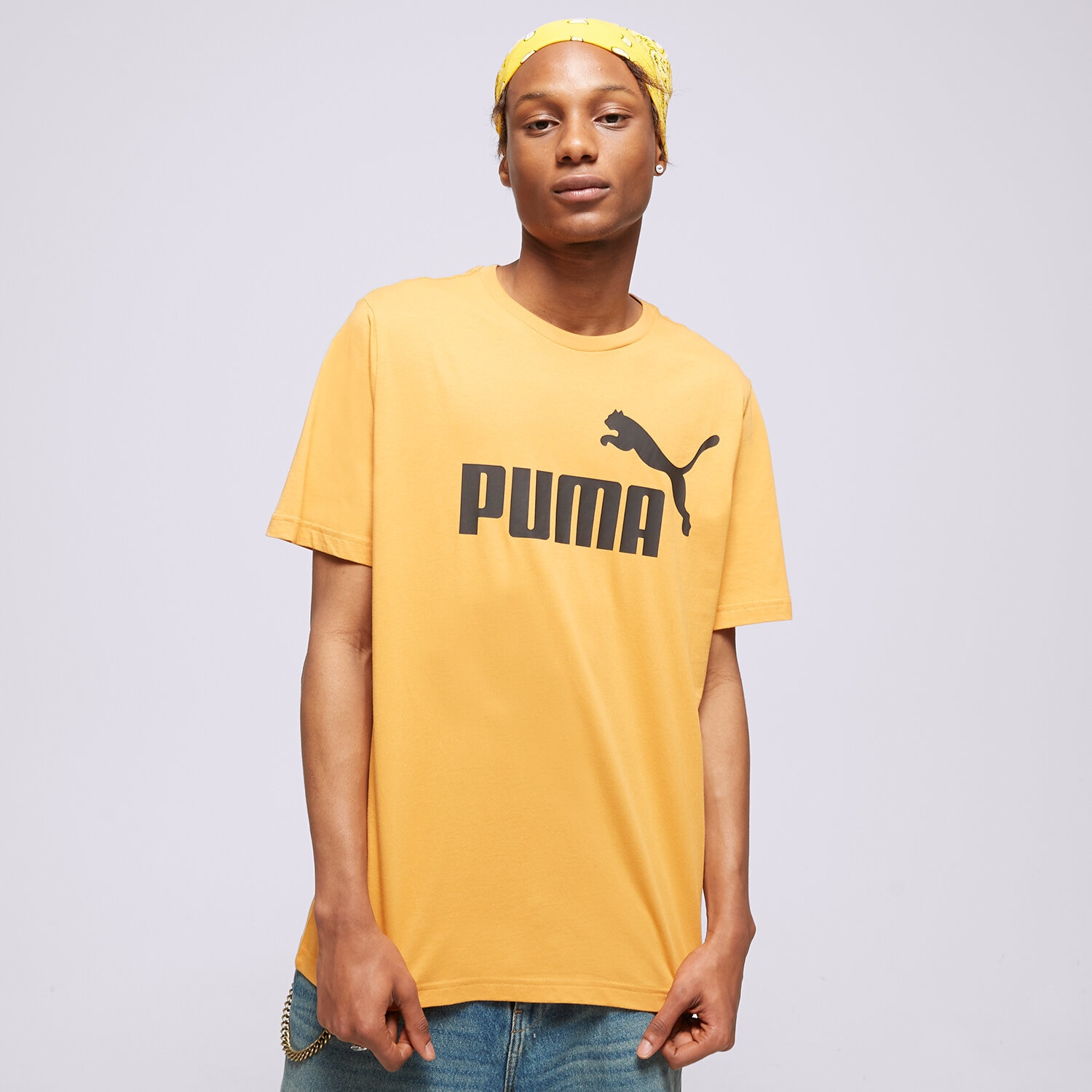 Koszulka, t-shirt sportowy męski PUMA T-SHIRT ESS LOGO TEE (S) 58666727 Neon różowy