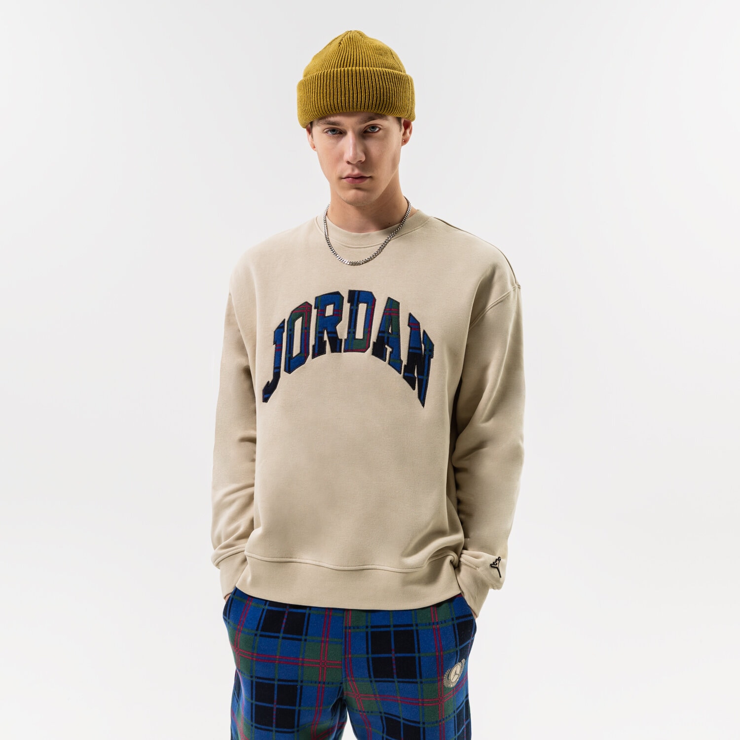 Bluza męska JORDAN BLUZA M J ESS HOL PLD FLC CREW DV1574-206 BRĄZOWY