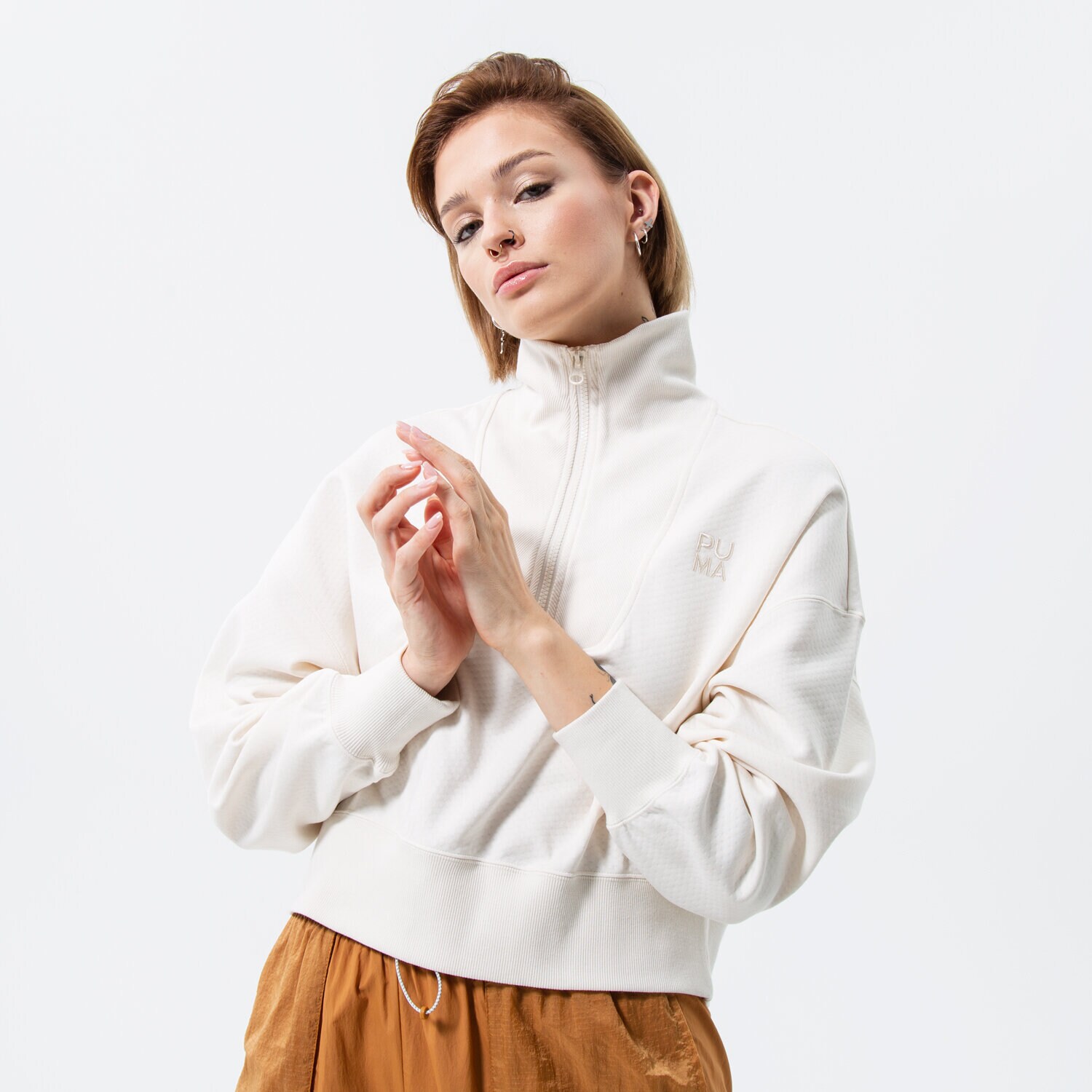 Bluza damska PUMA BLUZA PUMA INFUSE HALF-ZIP DK 535642-65 BEŻOWY