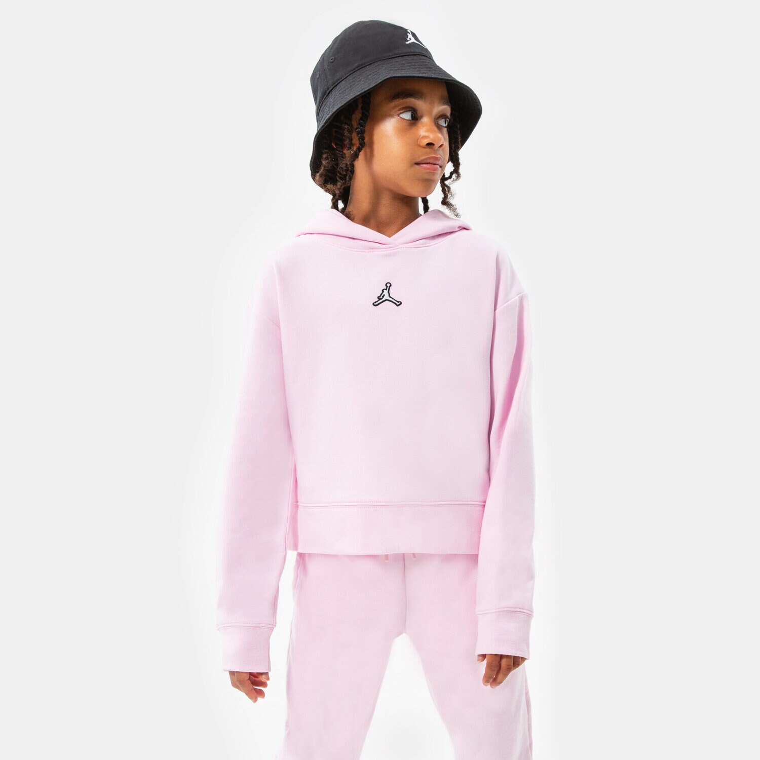 Sportowa bluza dziecięca JORDAN BLUZA Z KAPTUREM ESSENTIALS BOXY GIRL 45A858-A9Y RÓŻOWY