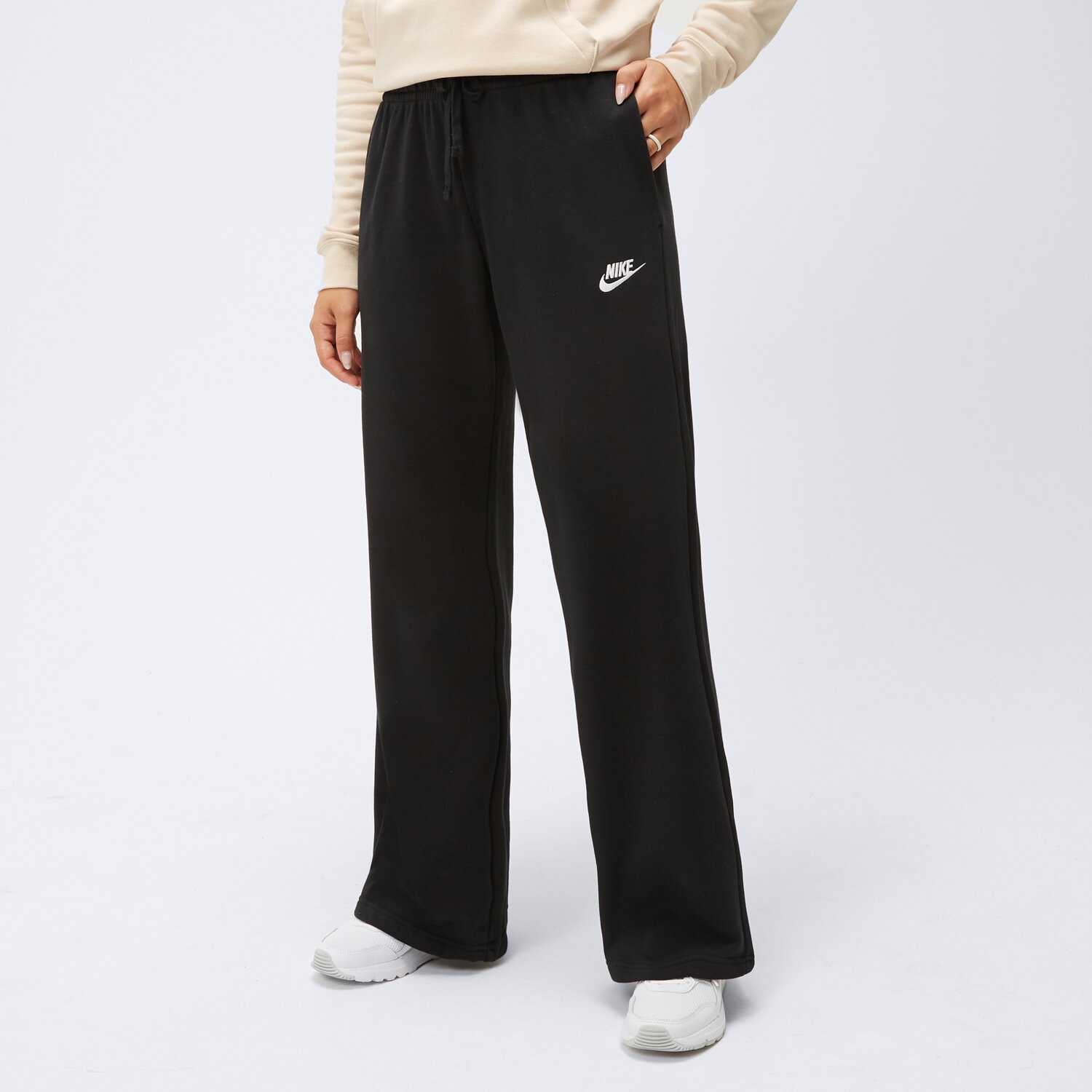 Spodnie sportowe damskie NIKE SPODNIE W NSW CLUB FLC MR PANT WIDE FB2727-010 CZARNY