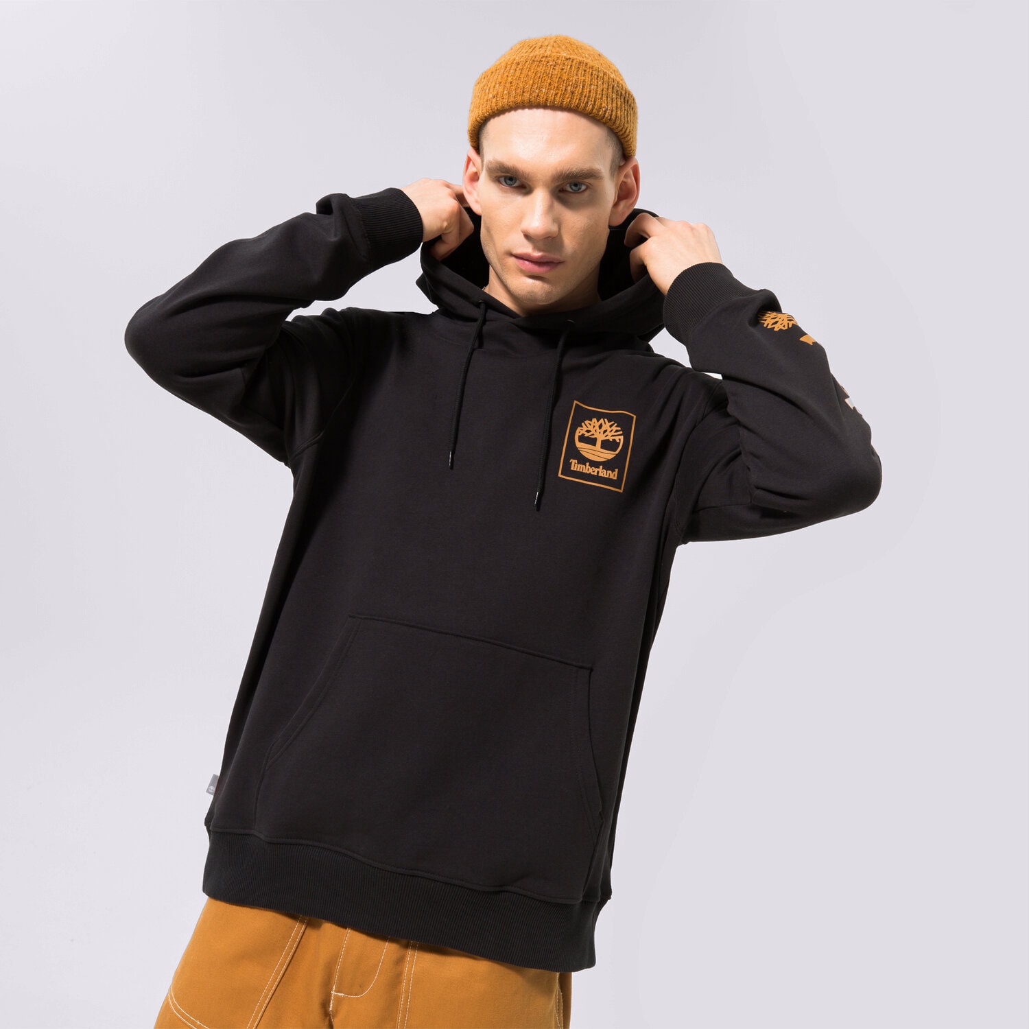 Bluza męska TIMBERLAND BLUZA Z KAPTUREM STACK LOGO BLACK TB0A5ZHN0011 CZARNY