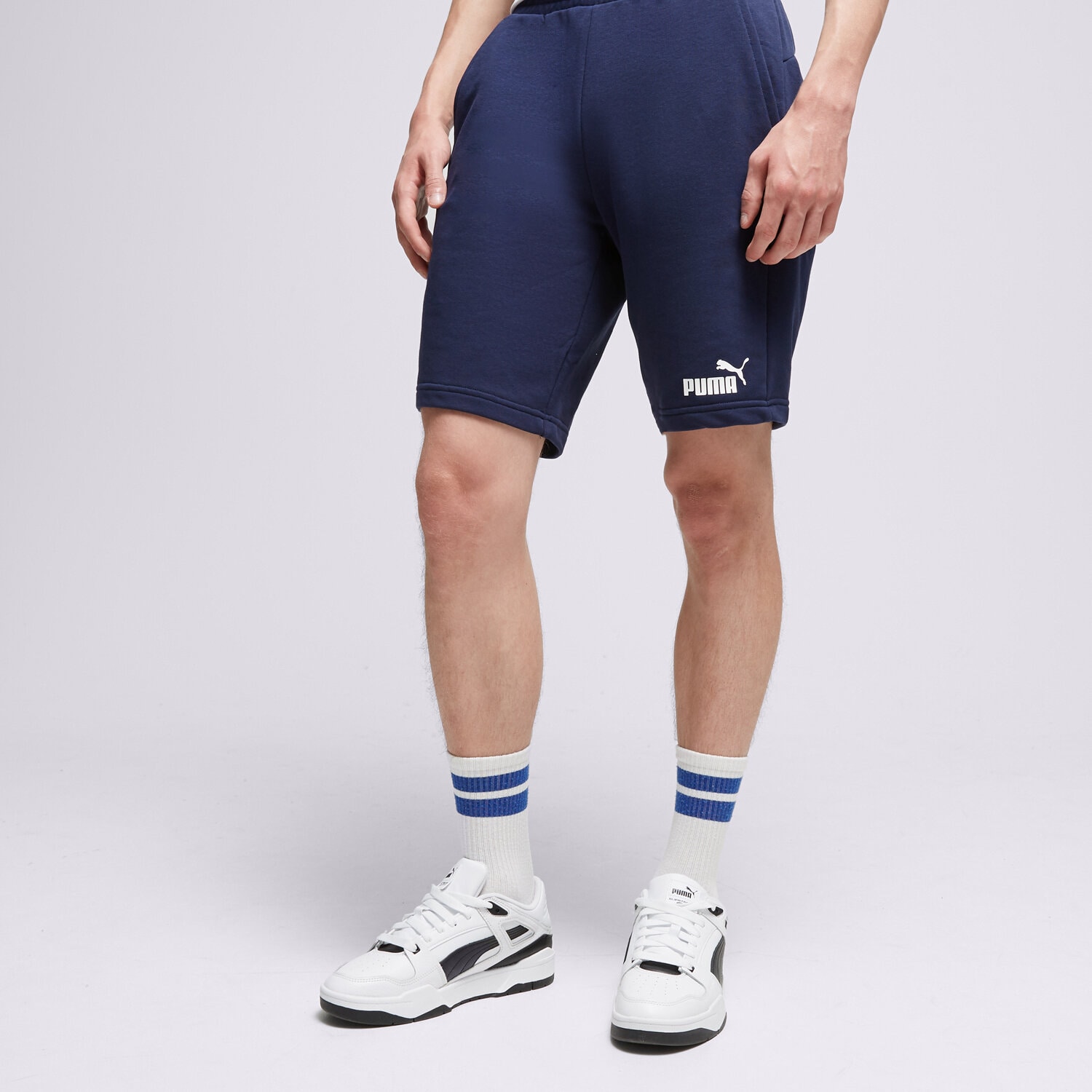 Krótkie spodenki, szorty męskie PUMA SZORTY ESS SHORTS 10" 58670906 GRANATOWY