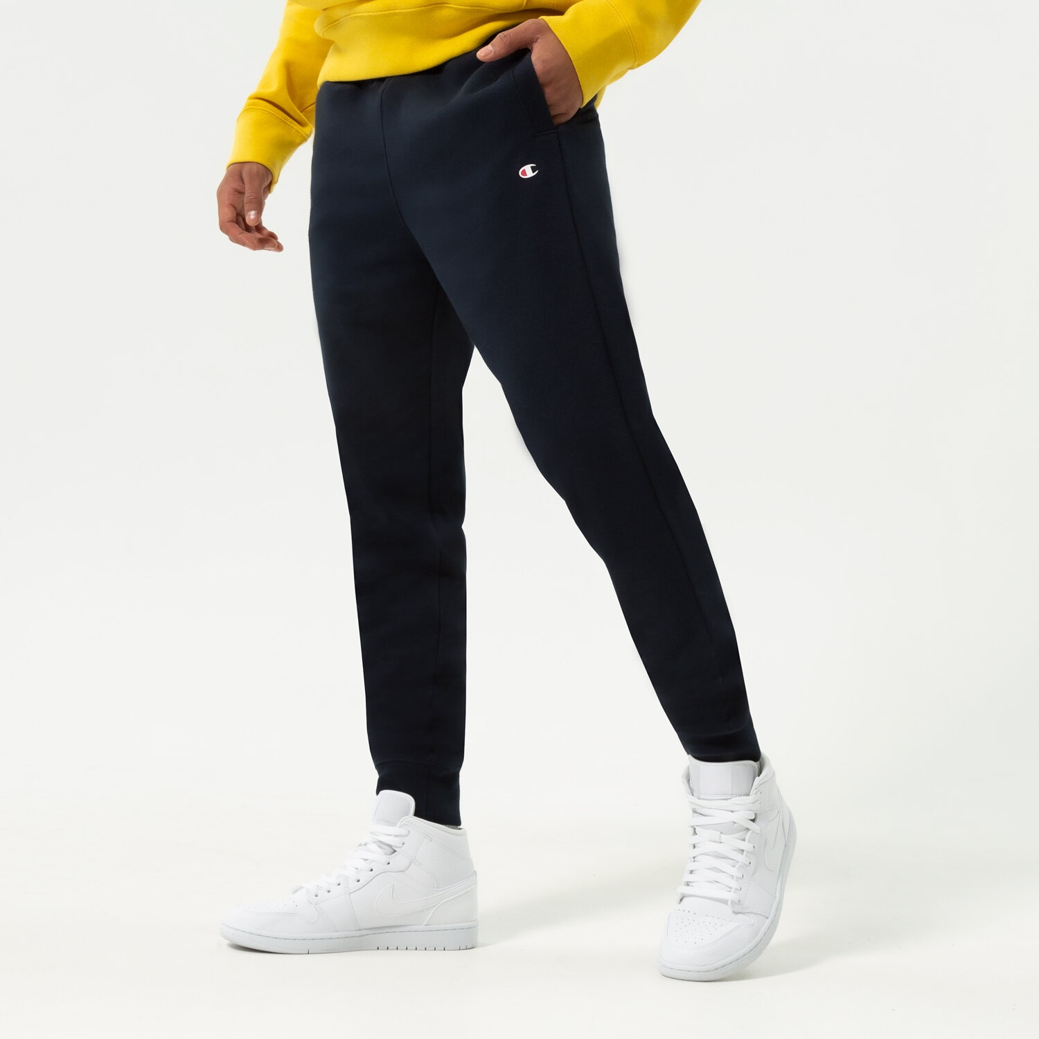 Spodnie sportowe męskie CHAMPION SPODNIE RIB CUFF PANTS 217426BS501 GRANATOWY