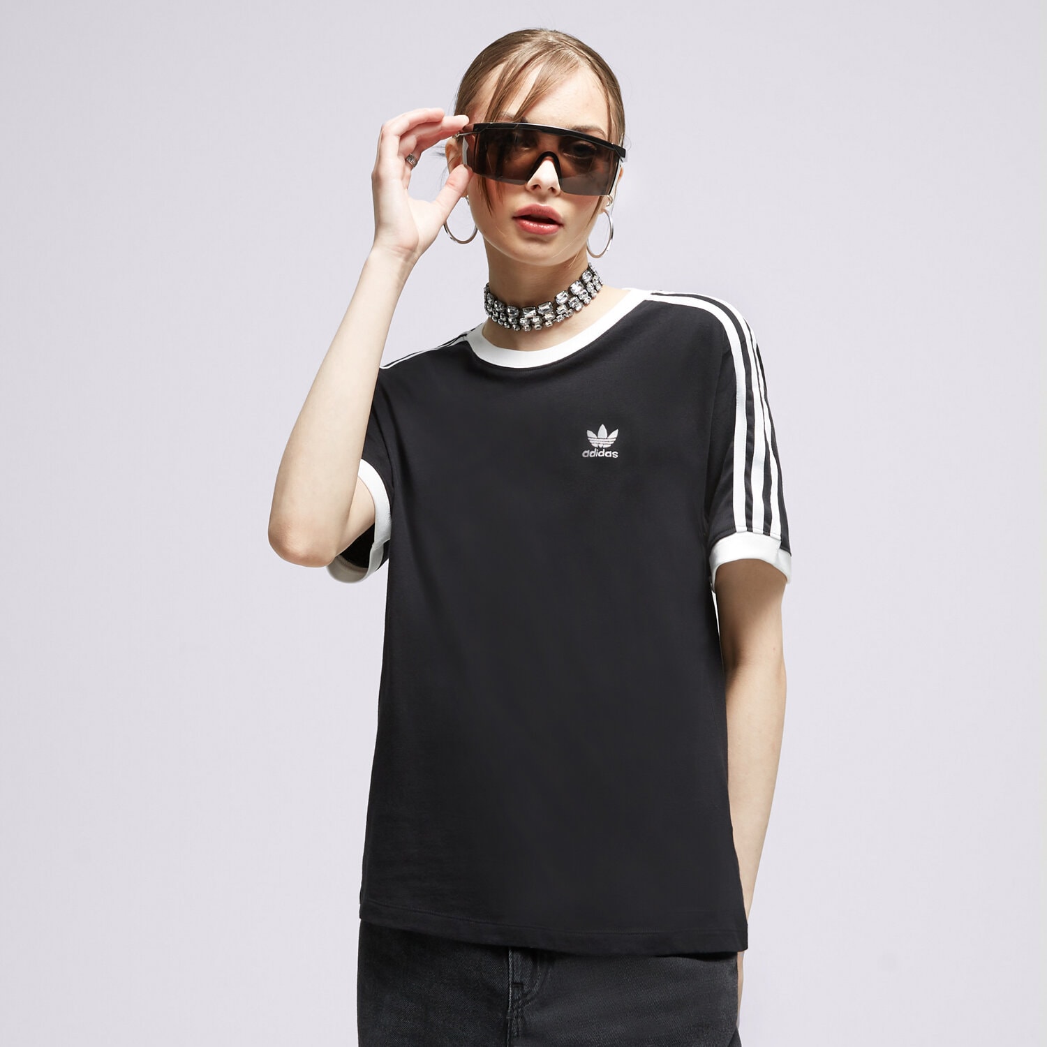 Koszulka, t-shirt damski ADIDAS T-SHIRT 3 STRIPES TEE IK4049 CZARNY