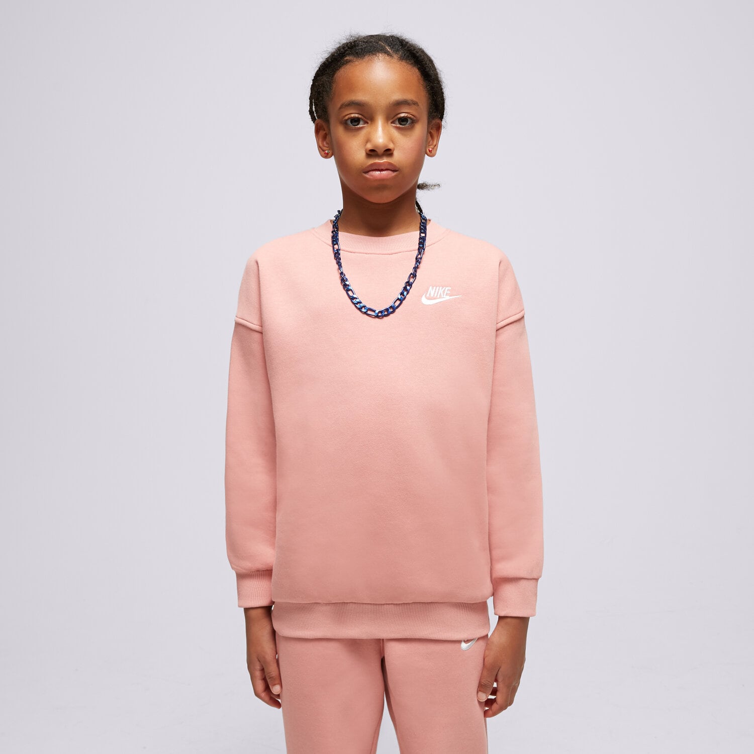 Sportowa bluza dziecięca NIKE BLUZA G NSW CLUB FLC OVRSZD CREW GIRL FD2923-618 RÓŻOWY