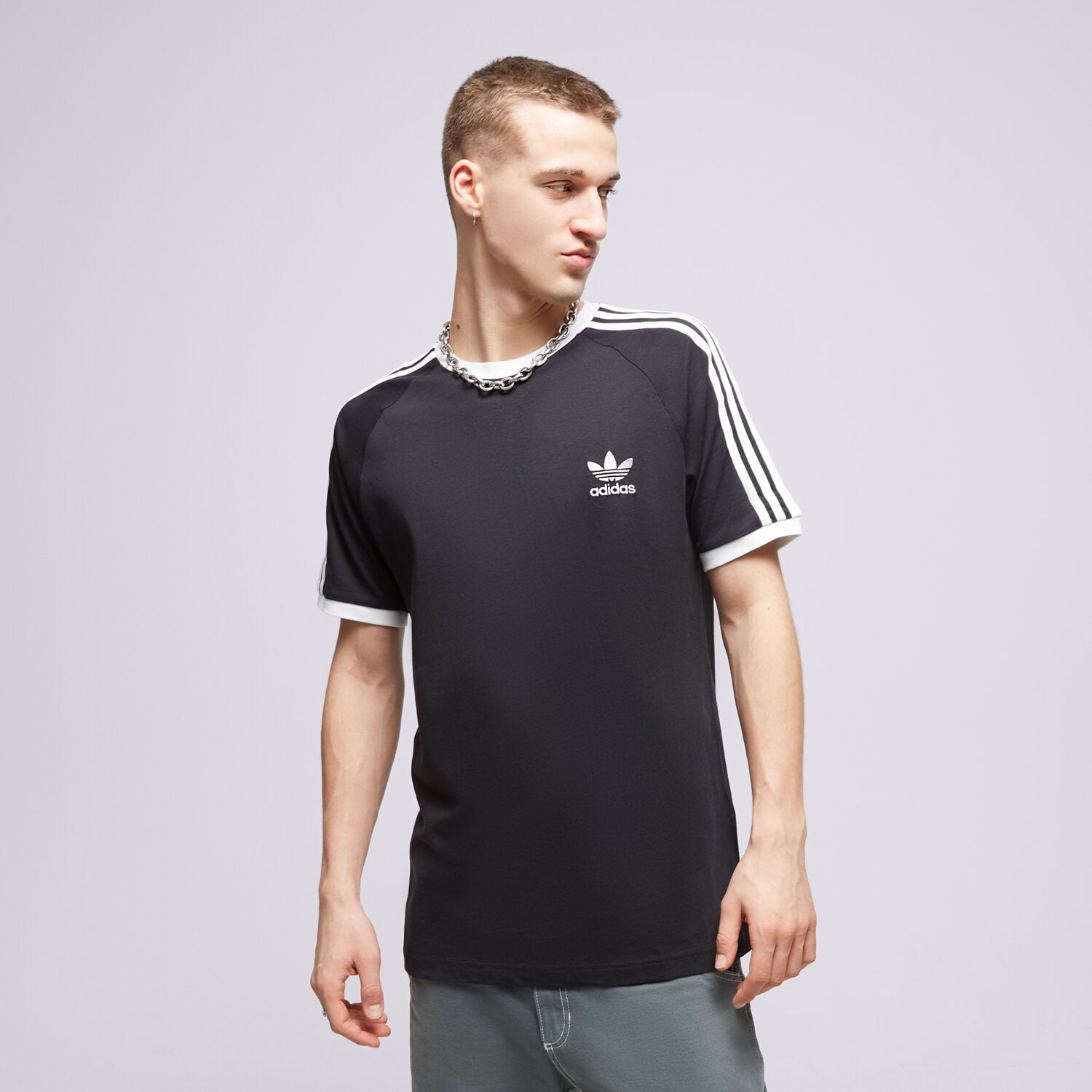 Koszulka, t-shirt sportowy męski ADIDAS T-SHIRT 3-STRIPES TEE IA4845 CZARNY