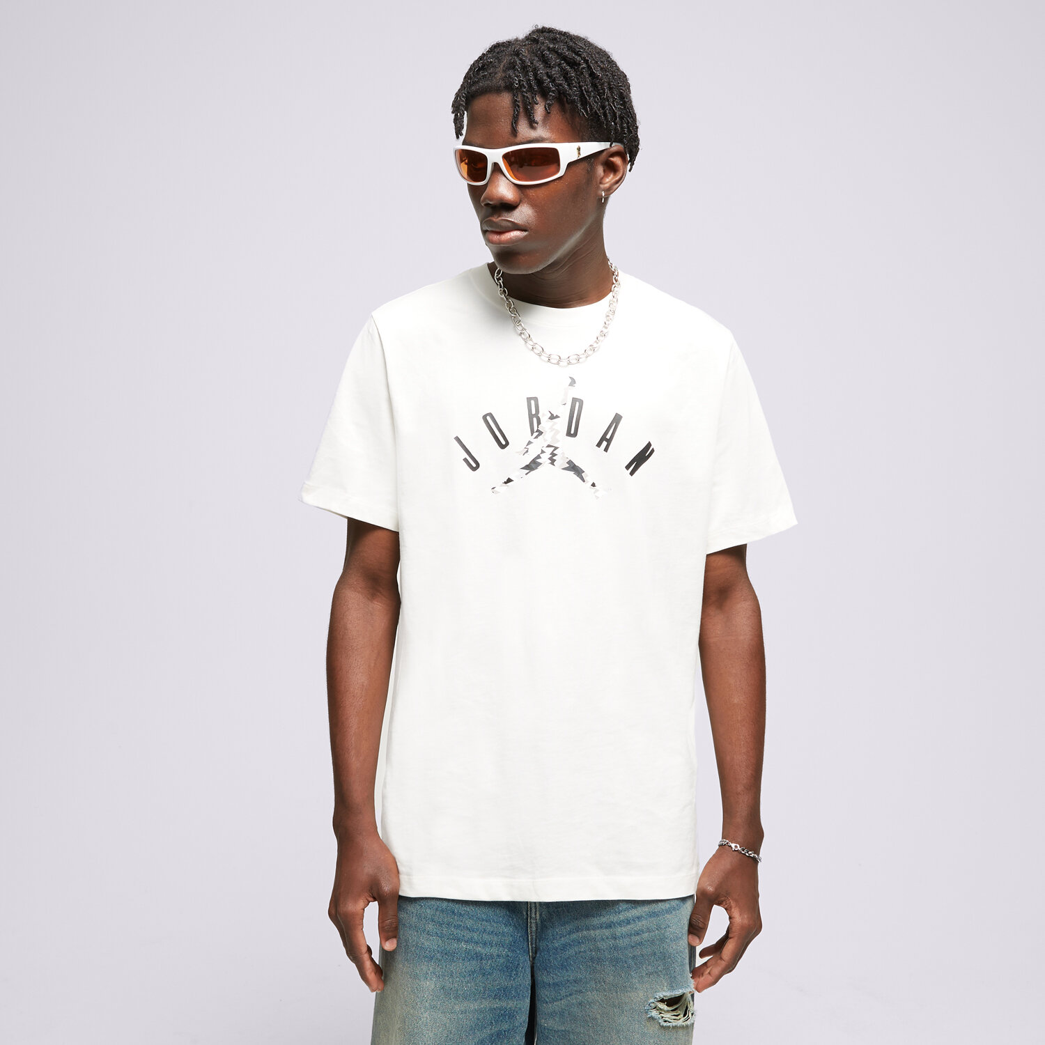 Koszulka, t-shirt sportowy męski JORDAN T-SHIRT M J FLT MVP JM SS CREW FB7365-133 BIAŁY