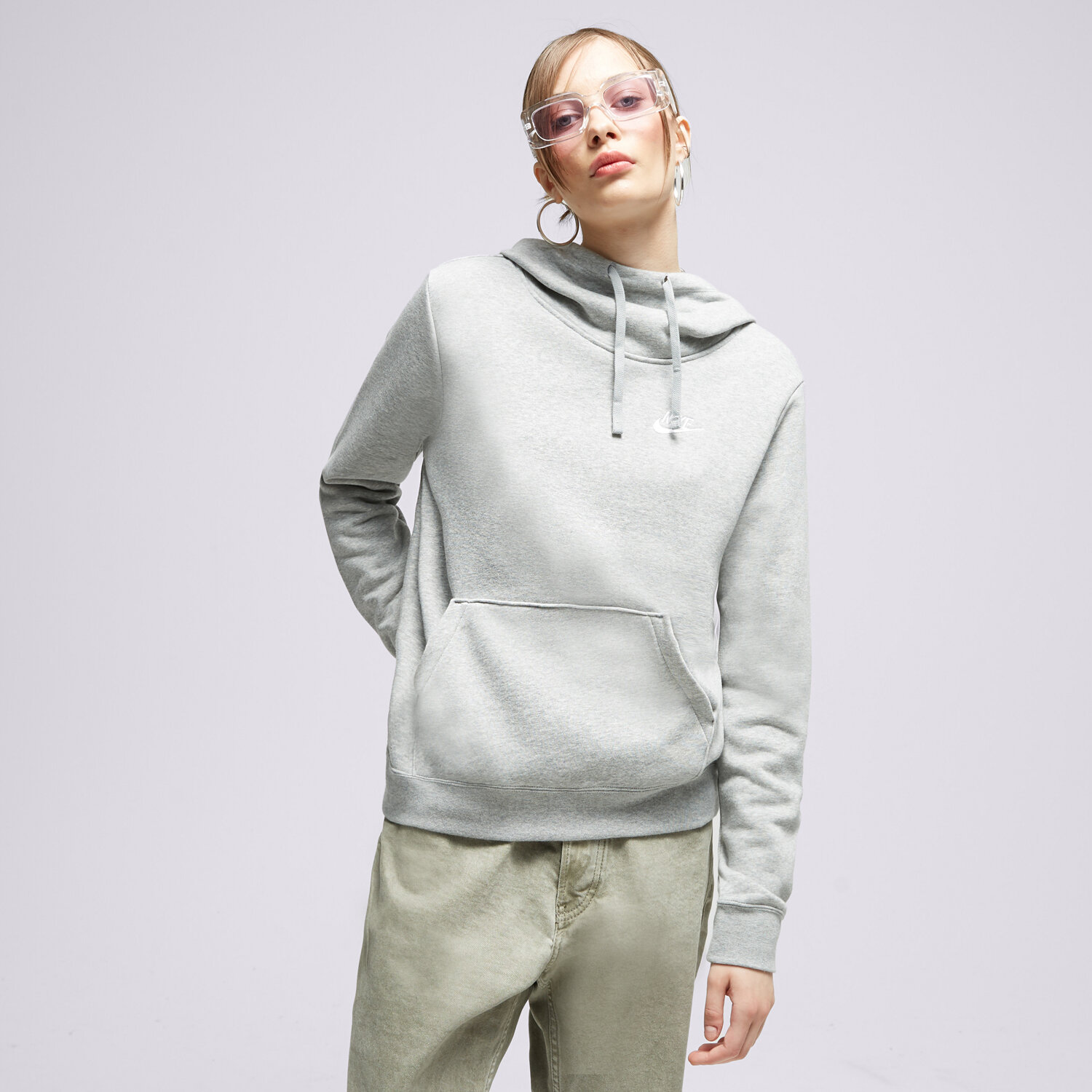 Bluza damska NIKE BLUZA Z KAPTUREM W NSW CLUB FLC DQ5415-063 SZARY