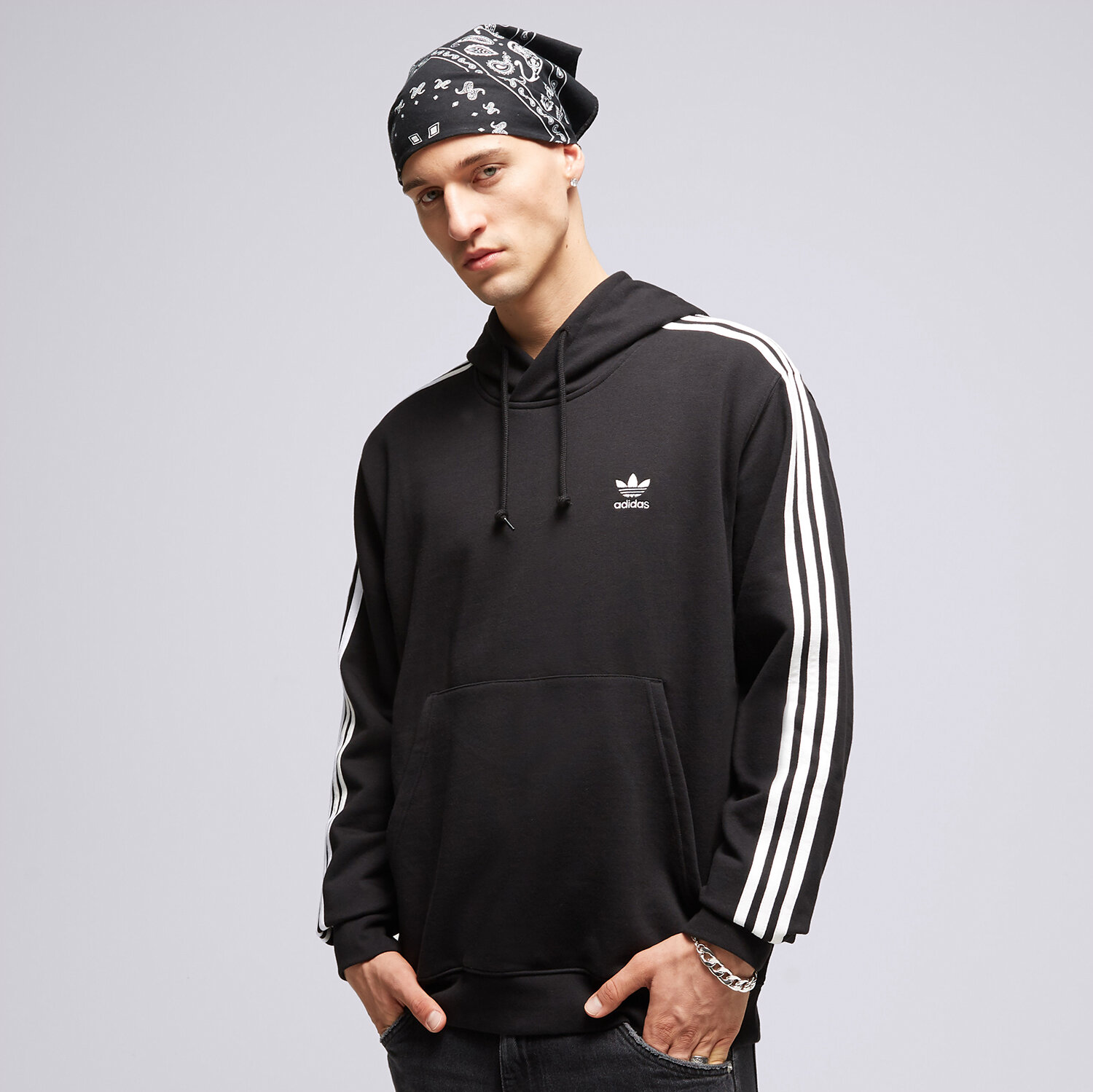 Bluza męska ADIDAS BLUZA Z KAPTUREM 3-STRIPES HOODY IM2088 CZARNY