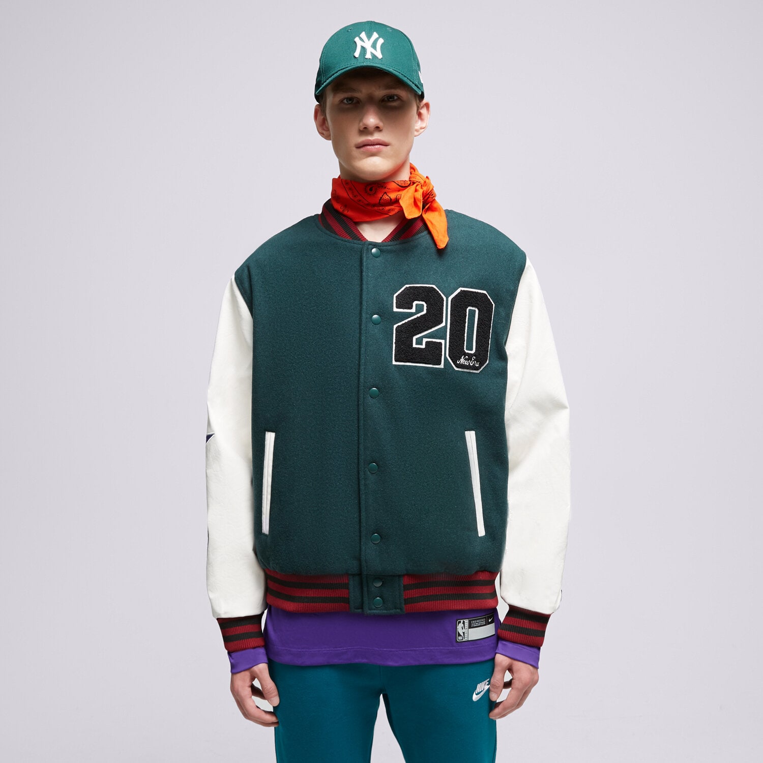 Kurtka wiosenna / jesienna męska NEW ERA KURTKA NE LIFESTYLE VARSITY NONE 60416401 ZIELONY