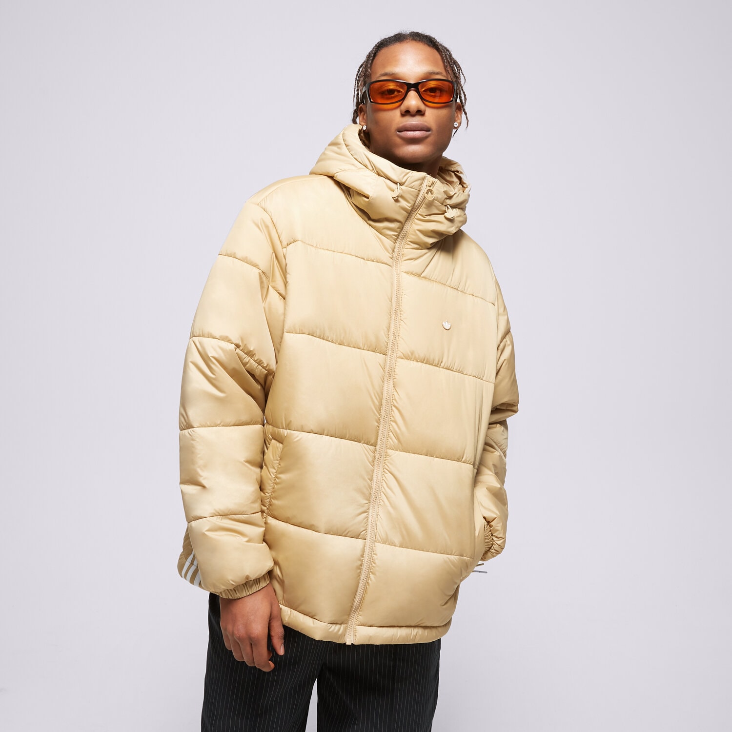 Kurtka zimowa męska ADIDAS KURTKA ZIMOWA PAD HOODED PUFF H13556 KHAKI
