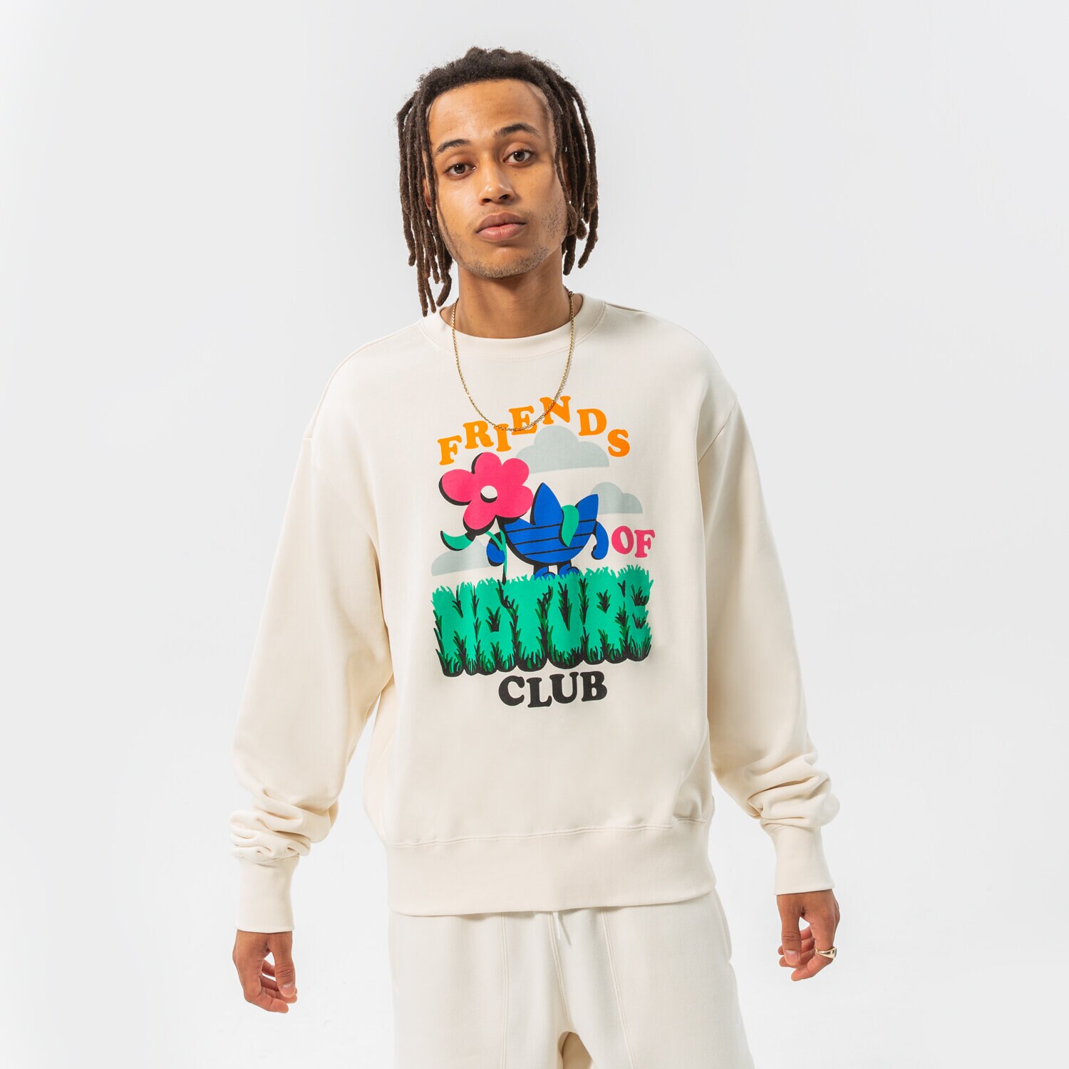 Bluza męska ADIDAS BLUZA FRIENDS OF NATU HC2118 BIAŁY