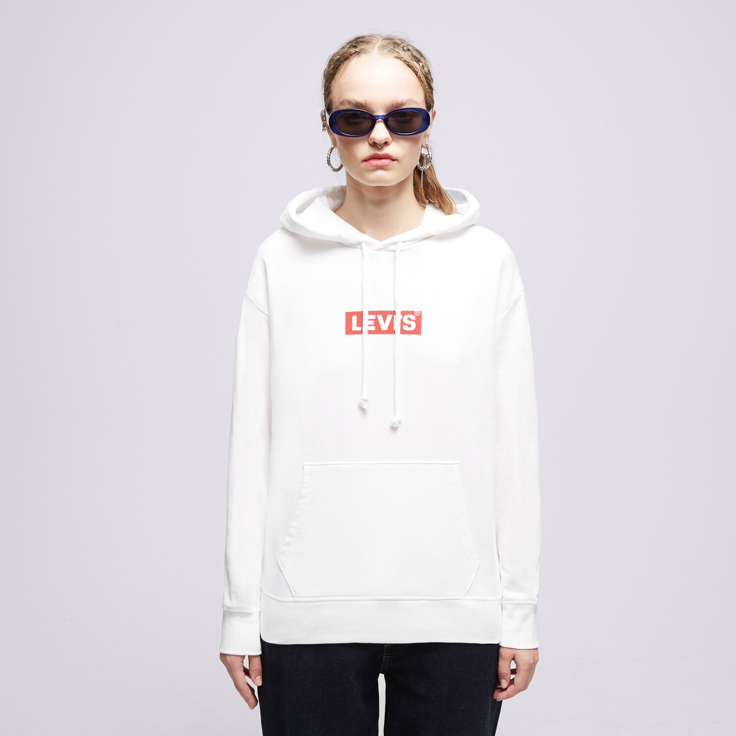 Bluza damska LEVI'S BLUZA Z KAPTUREM BOXTAB HOOD WHT/RED A2640-0017 BIAŁY