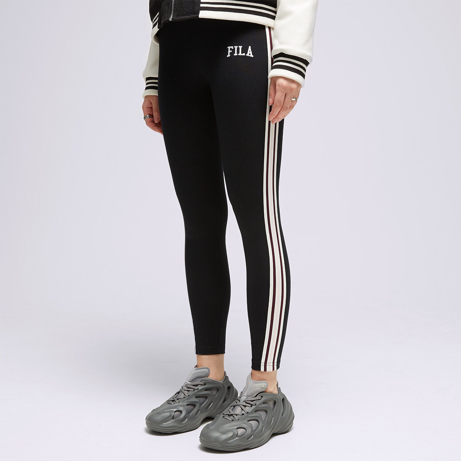 Spodnie sportowe damskie FILA LEGGINGS STRIPE LEGGNG BLK/PK ADELASIABLK CZARNY