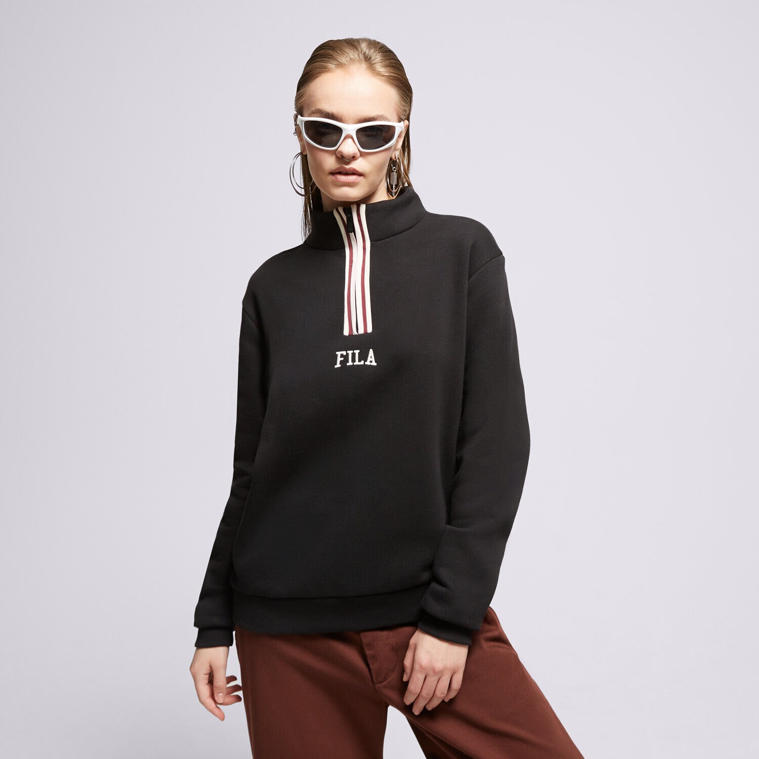 Bluza damska FILA BLUZA STRIPE 1/4 ZP BLK/PK DEVINEBLK CZARNY