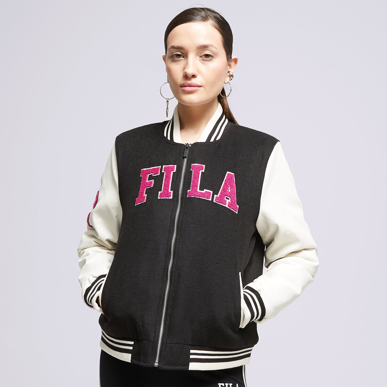 Kurtka wiosenna / jesienna damska FILA KURTKA VRSTY BMBR JKT BK/PK GAIABLK CZARNY