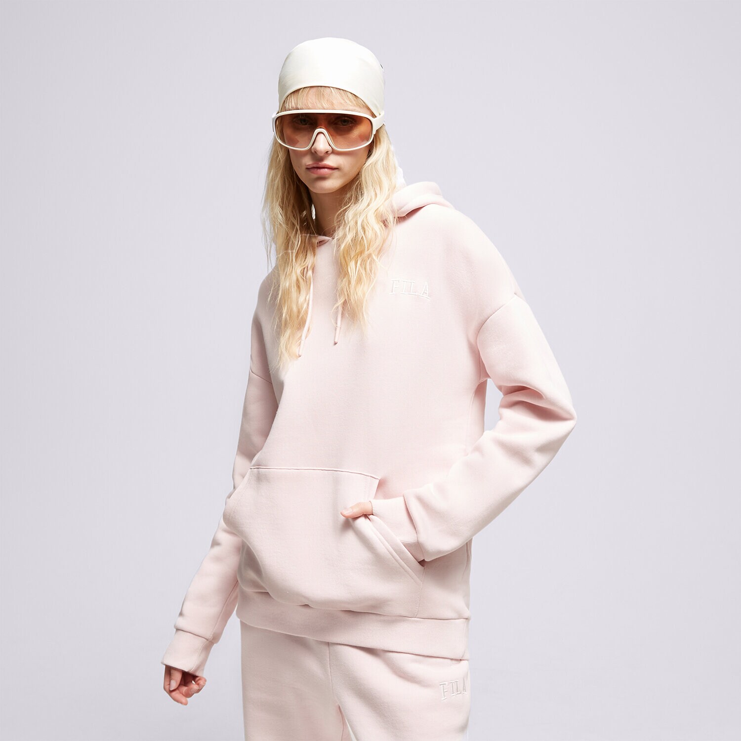 Bluza damska FILA BLUZA Z KAPTUREM EMB OH HD PNK/WHT OCEANAPINK BIAŁY