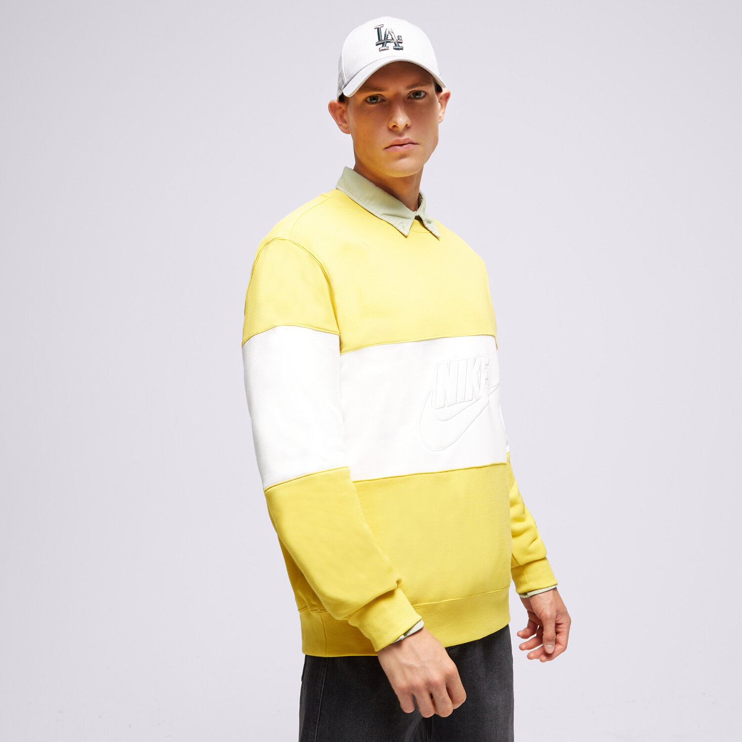 Bluza męska NIKE BLUZA M NK CLUB+ FT CREW CB FB7848-709 ŻÓŁTY