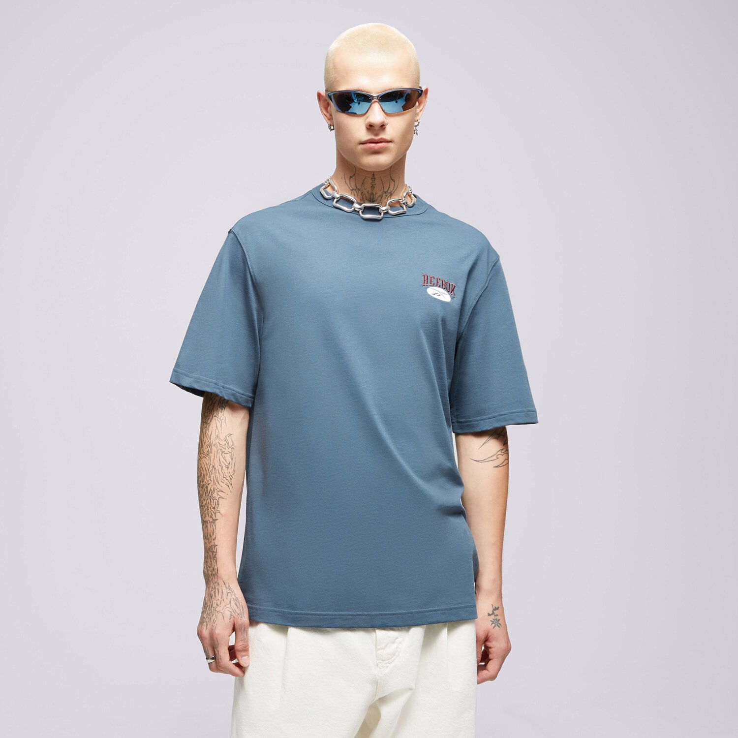 Koszulka, t-shirt sportowy męski REEBOK T-SHIRT CL AE TEE 100036857 GRANATOWY