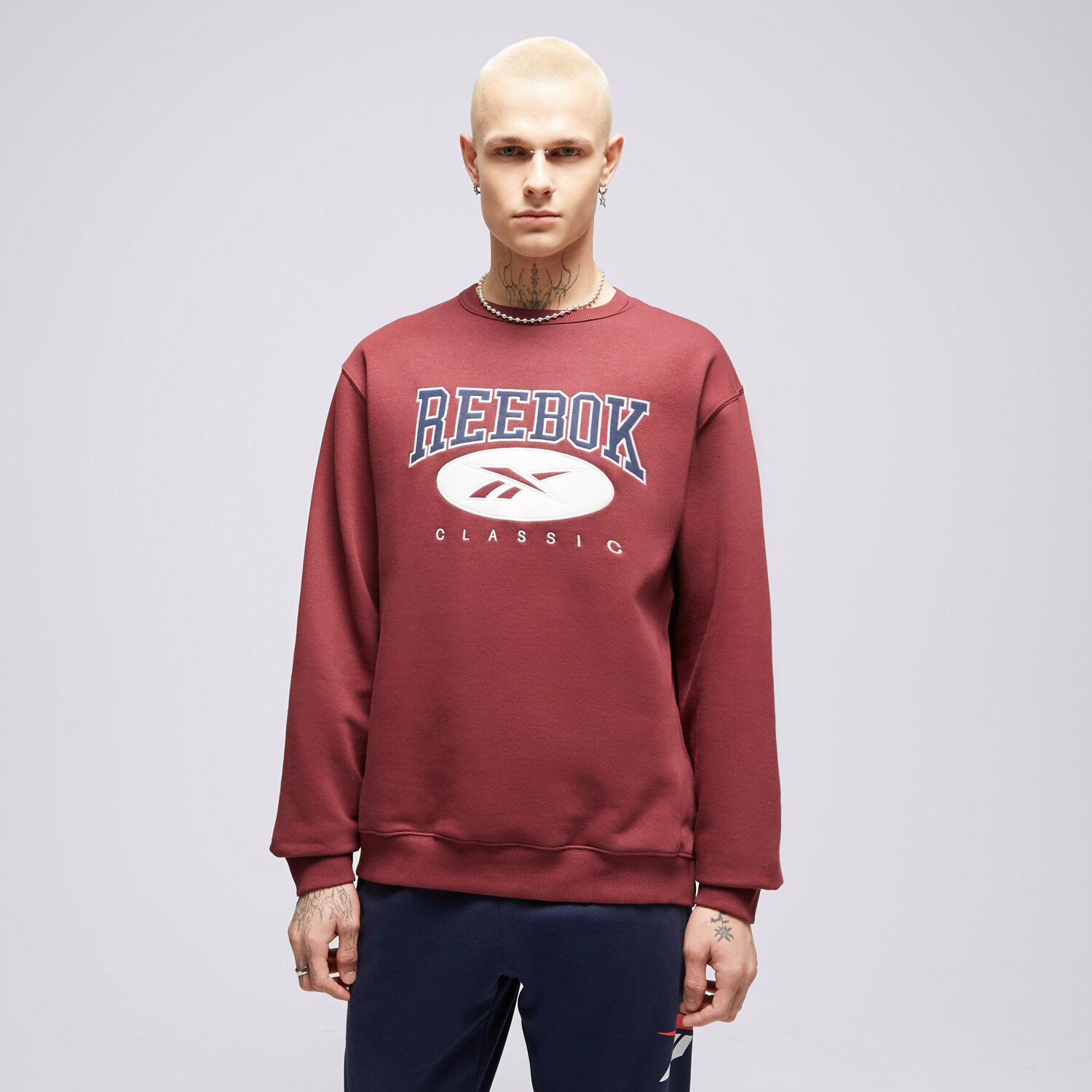 Bluza męska REEBOK BLUZA CL AE CREW 100071344 BORDOWY