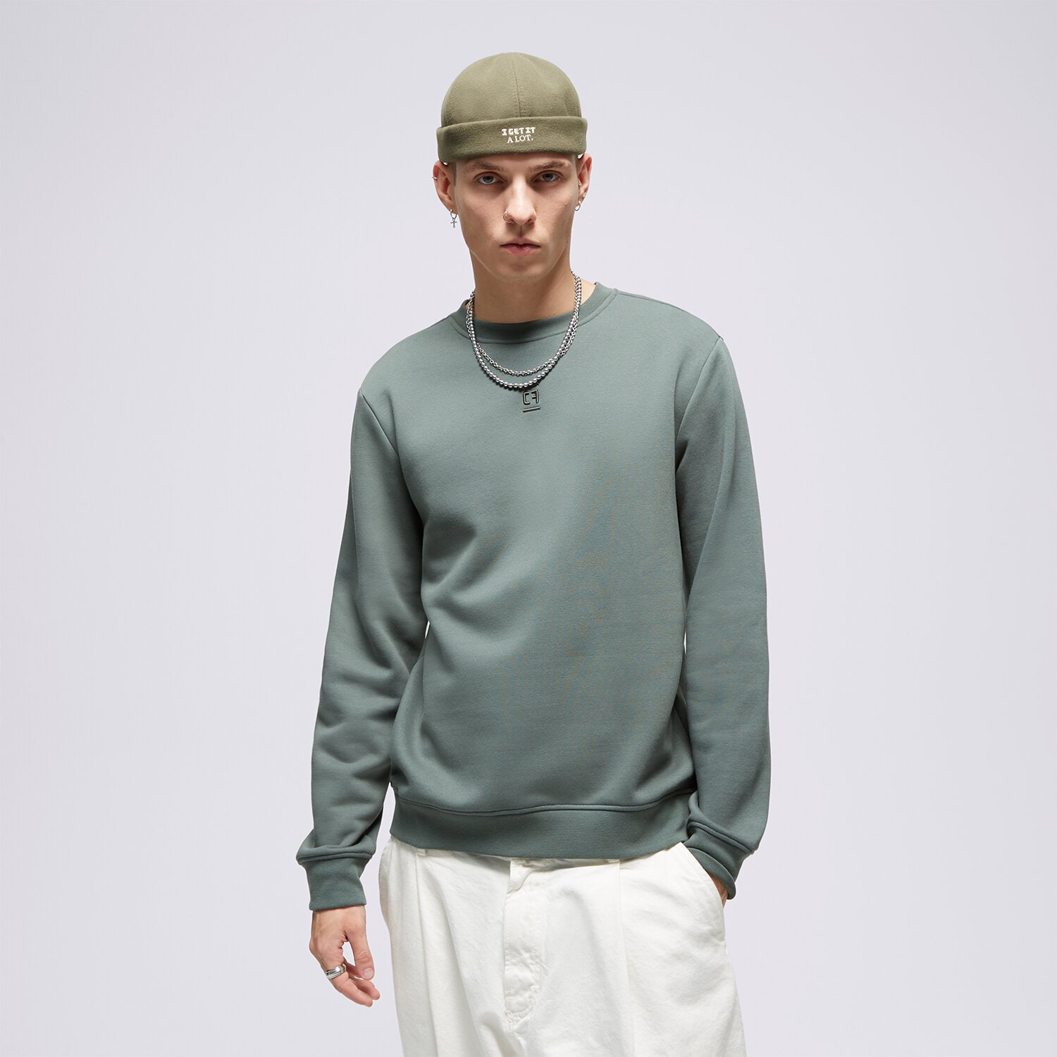 Bluza męska CONFRONT BLUZA ESSENTIAL CREW GREEN CF323BLM11001 ZIELONY