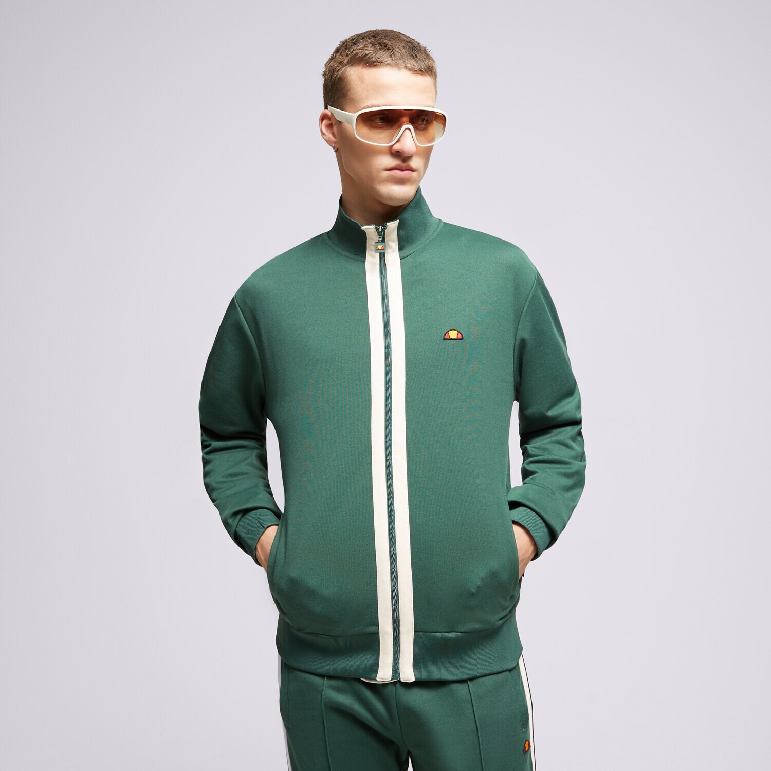 Bluza męska ELLESSE BLUZA ROZPINANA BERLUSONI DGREEN TRACK TOP SHT19003502 ZIELONY