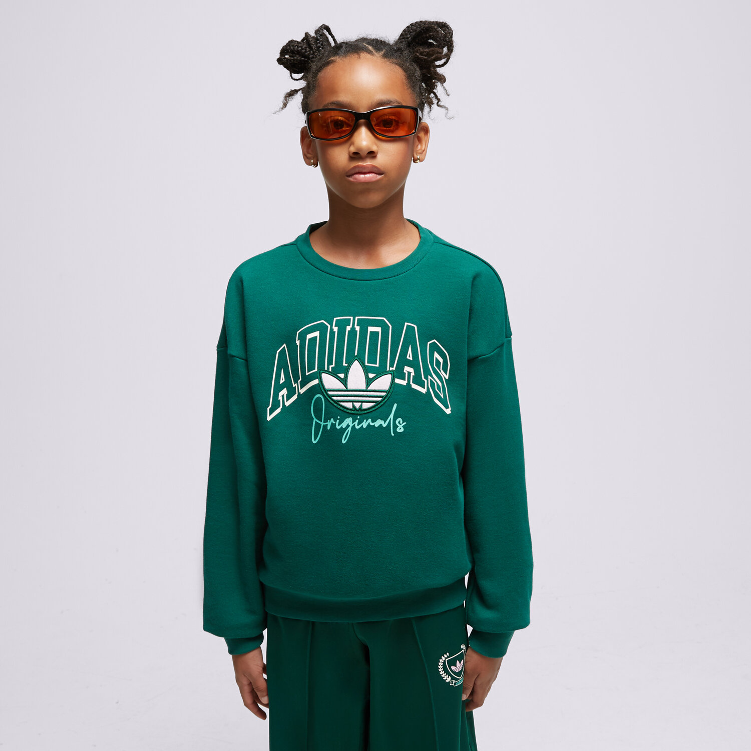 Sportowa bluza dziecięca ADIDAS BLUZA CREW GIRL IL5041 ZIELONY