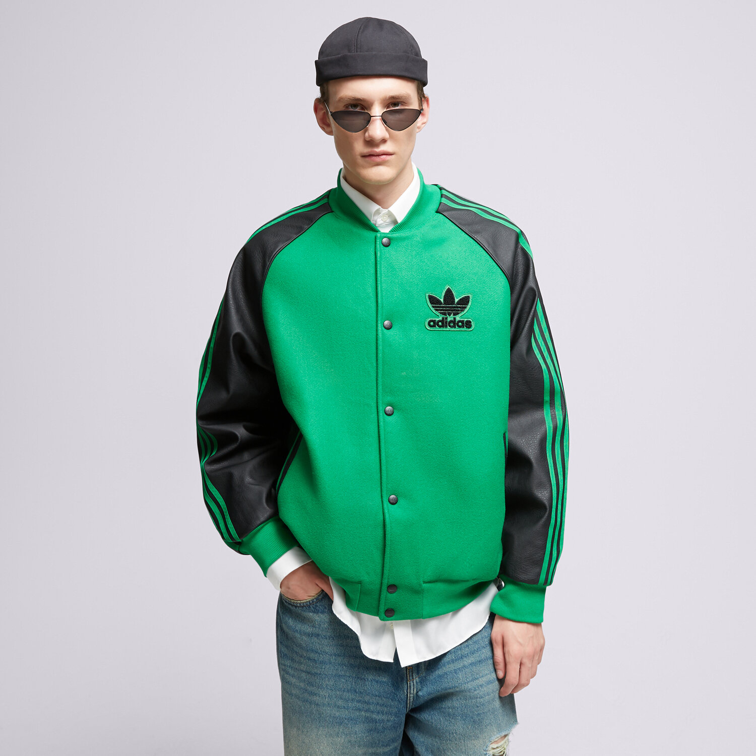 Kurtka wiosenna / jesienna męska ADIDAS KURTKA SST VARSITY  HZ0696 ZIELONY