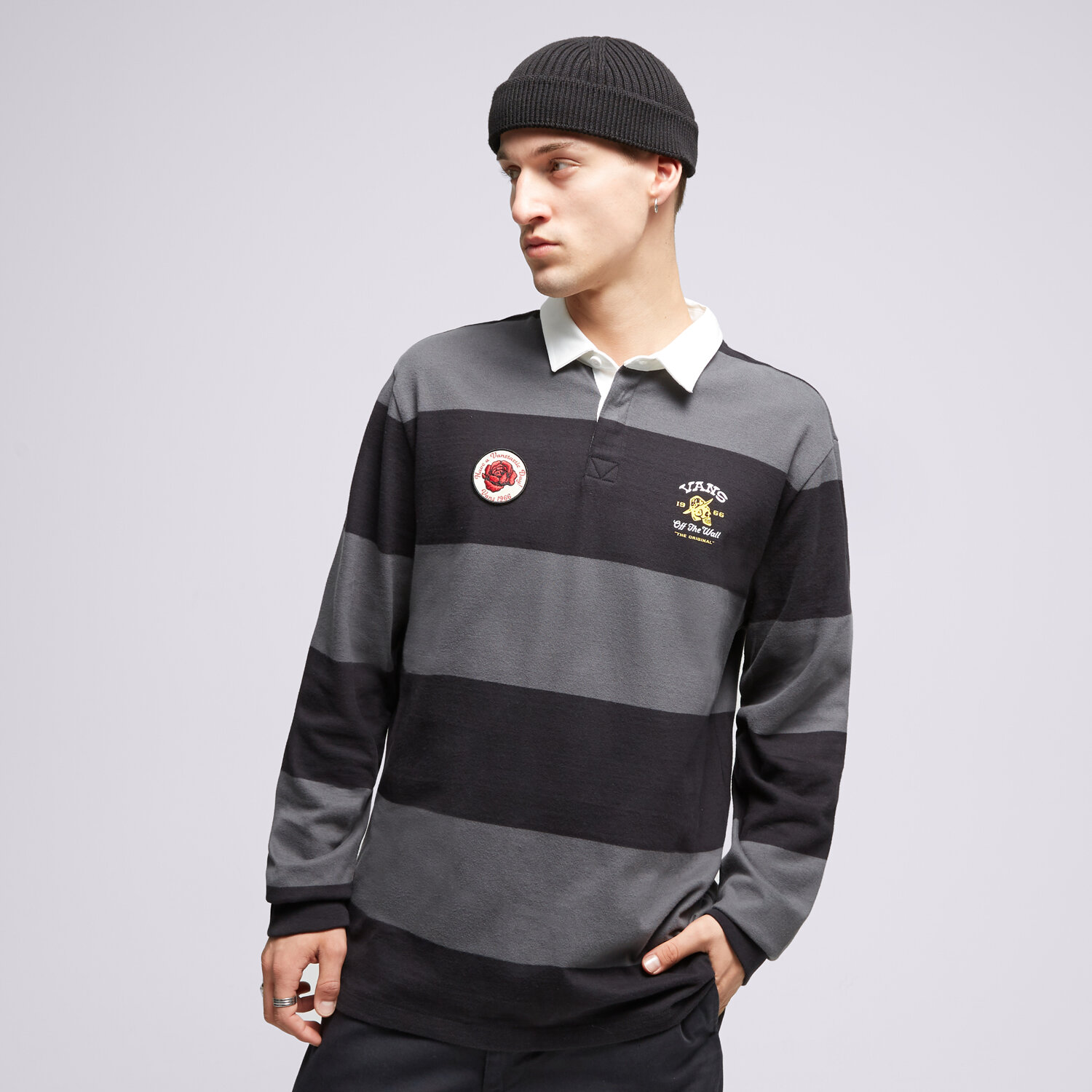 Koszulka, t-shirt sportowy męski VANS T-SHIRT DESERT HI RUGBY VN0008SYKOU1 CZARNY