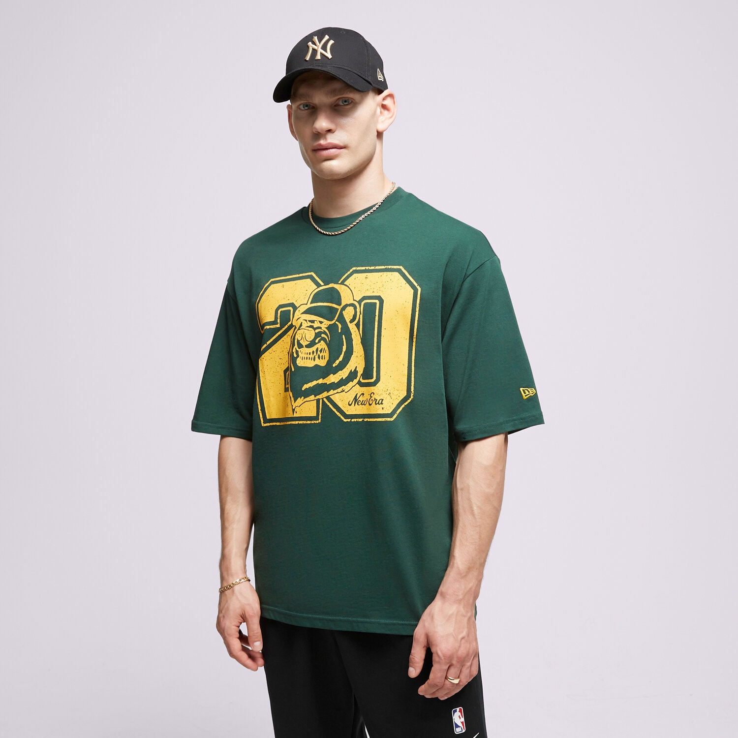 Koszulka, t-shirt sportowy męski NEW ERA T-SHIRT NE LIFESTYLE OS NONE 60416418 ZIELONY