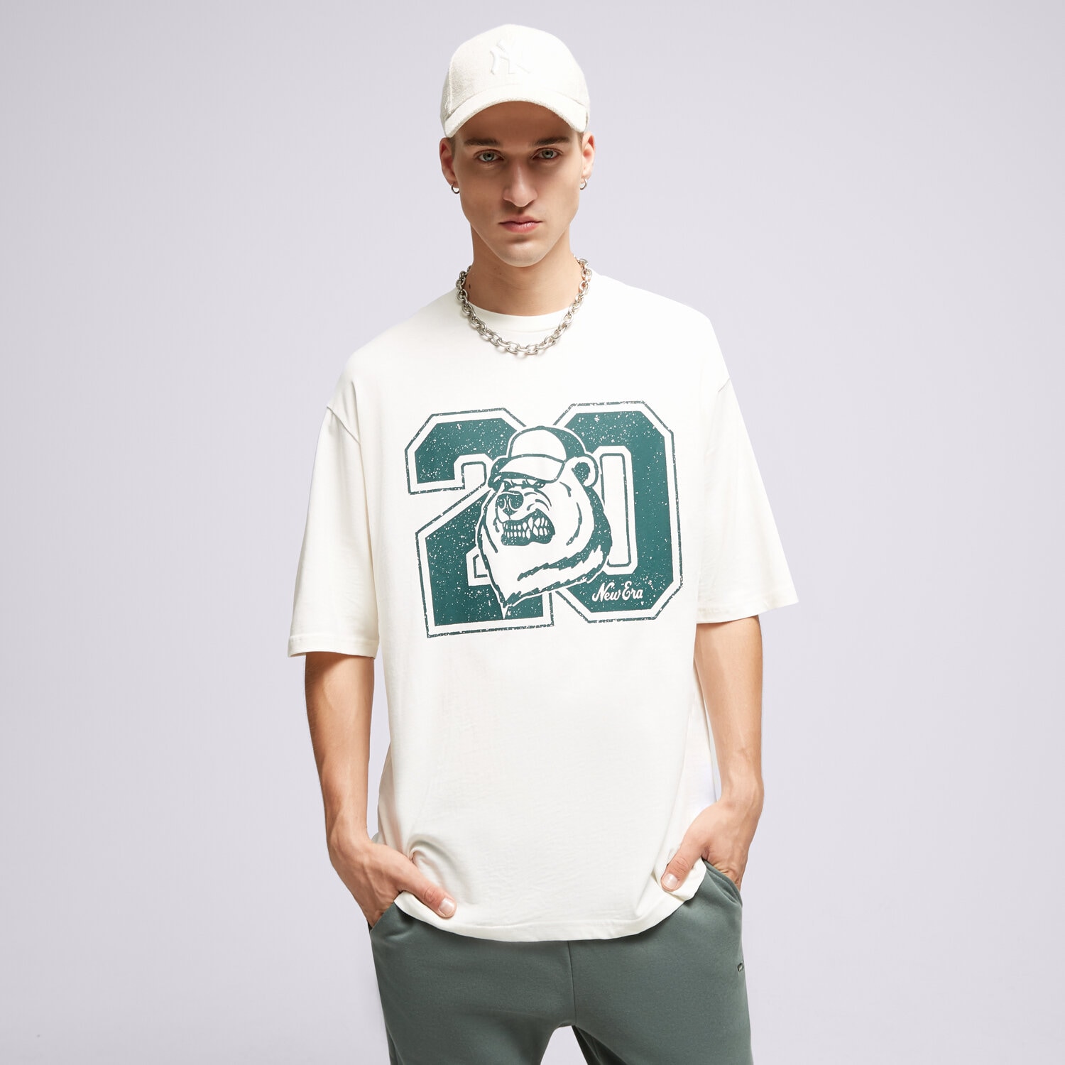 Koszulka, t-shirt sportowy męski NEW ERA T-SHIRT NE LIFESTYLE OS NONE 60416428 BIAŁY