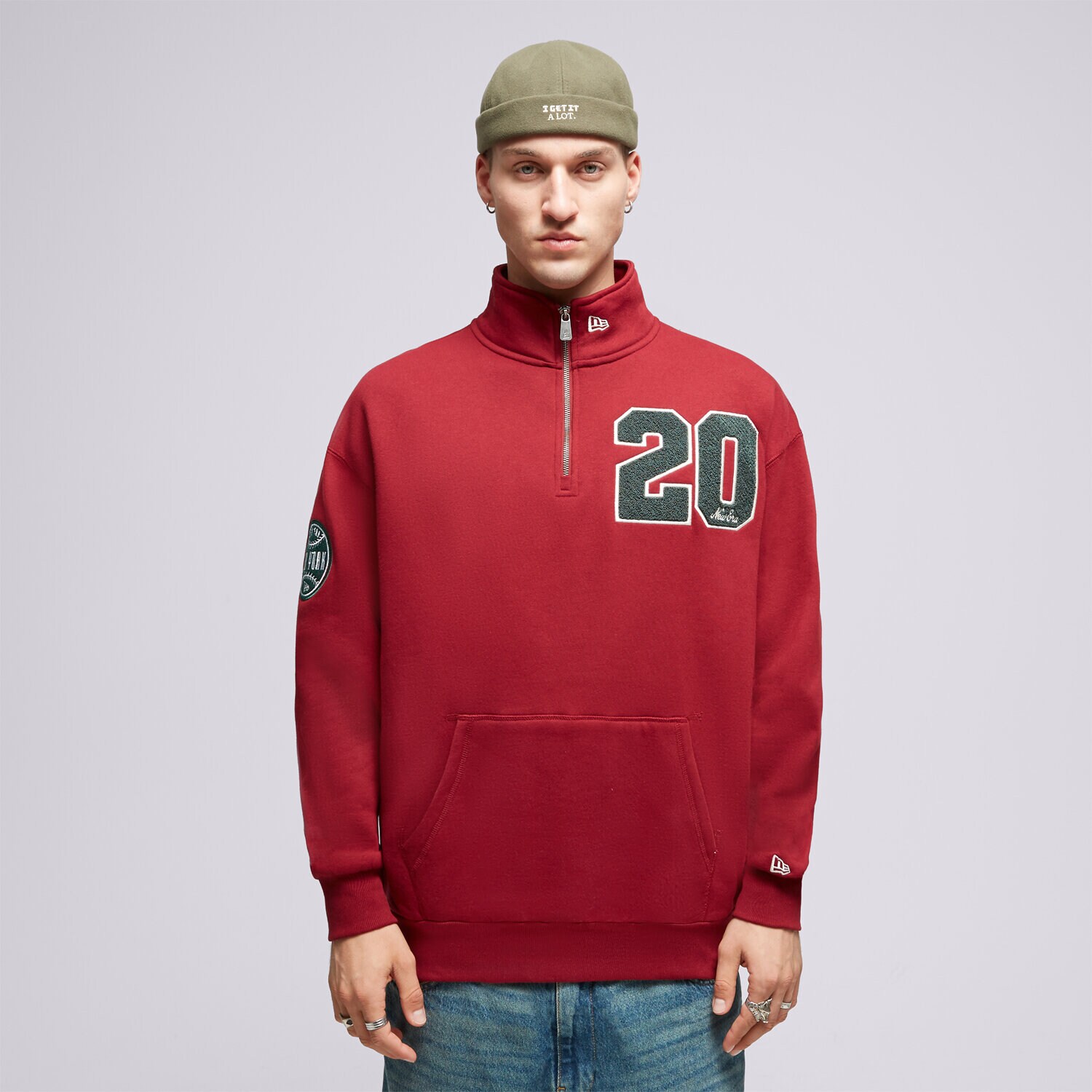 Bluza męska NEW ERA BLUZA ROZPINANA NE QUARTER ZIP NONE 60416404 BORDOWY